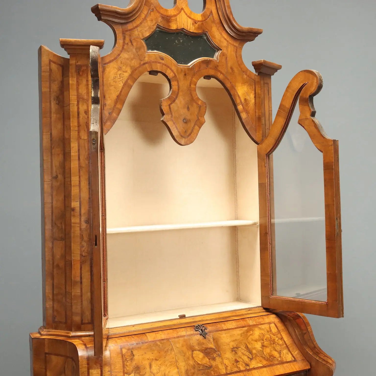 Antique Trumeau Walnut Walnut Burl Glass Bronze XX Century