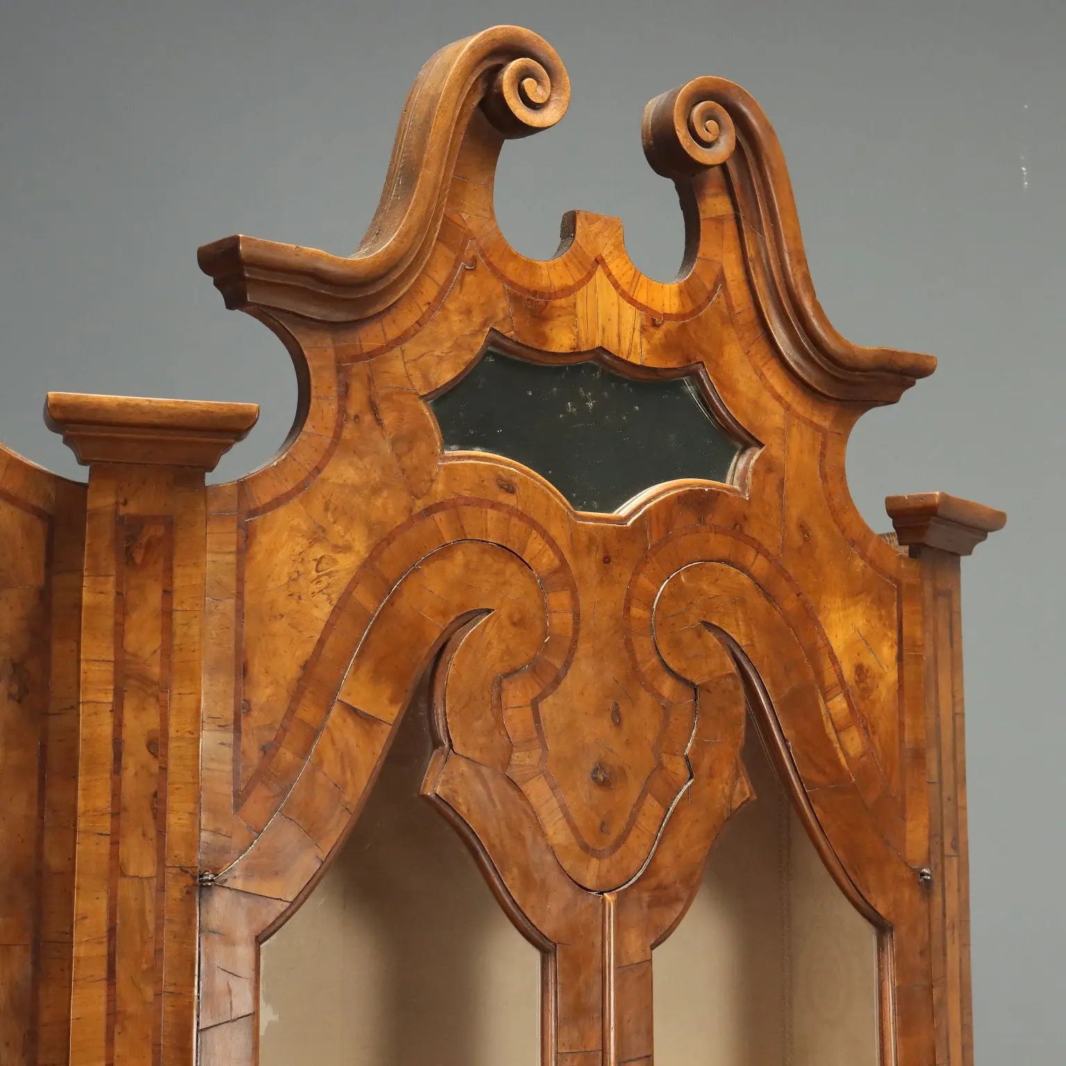 Antique Trumeau Walnut Walnut Burl Glass Bronze XX Century