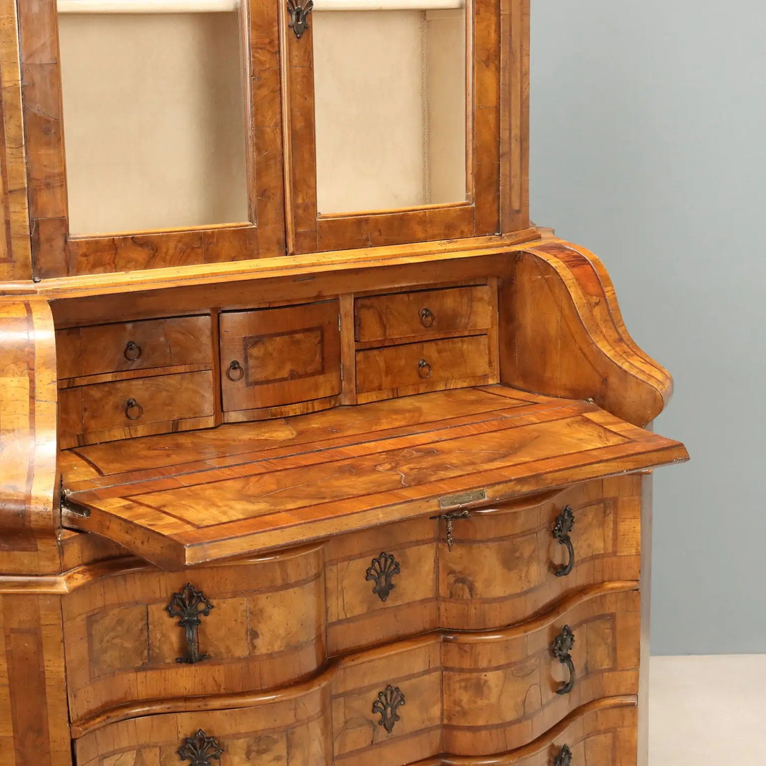 Antique Trumeau Walnut Walnut Burl Glass Bronze XX Century