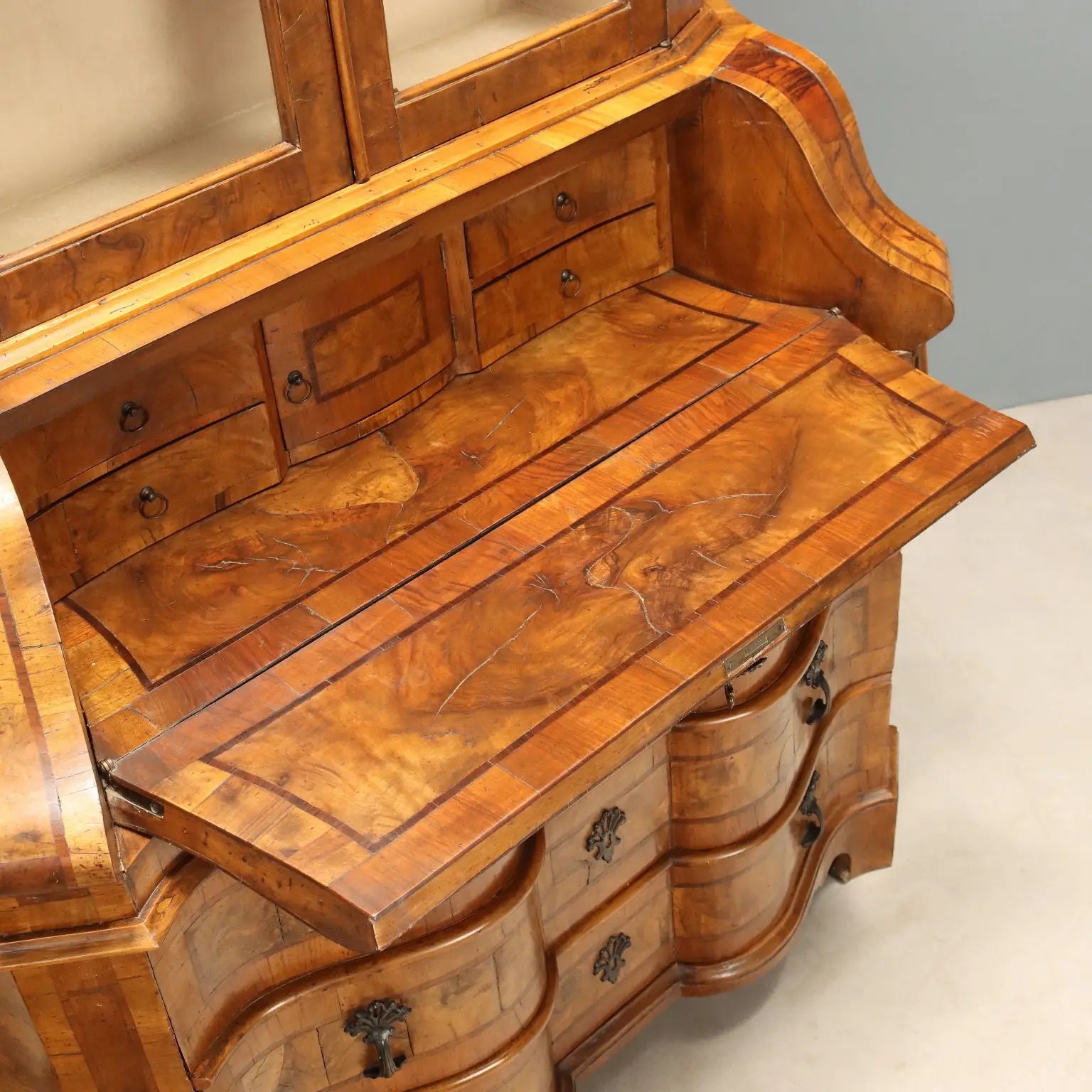 Antique Trumeau Walnut Walnut Burl Glass Bronze XX Century