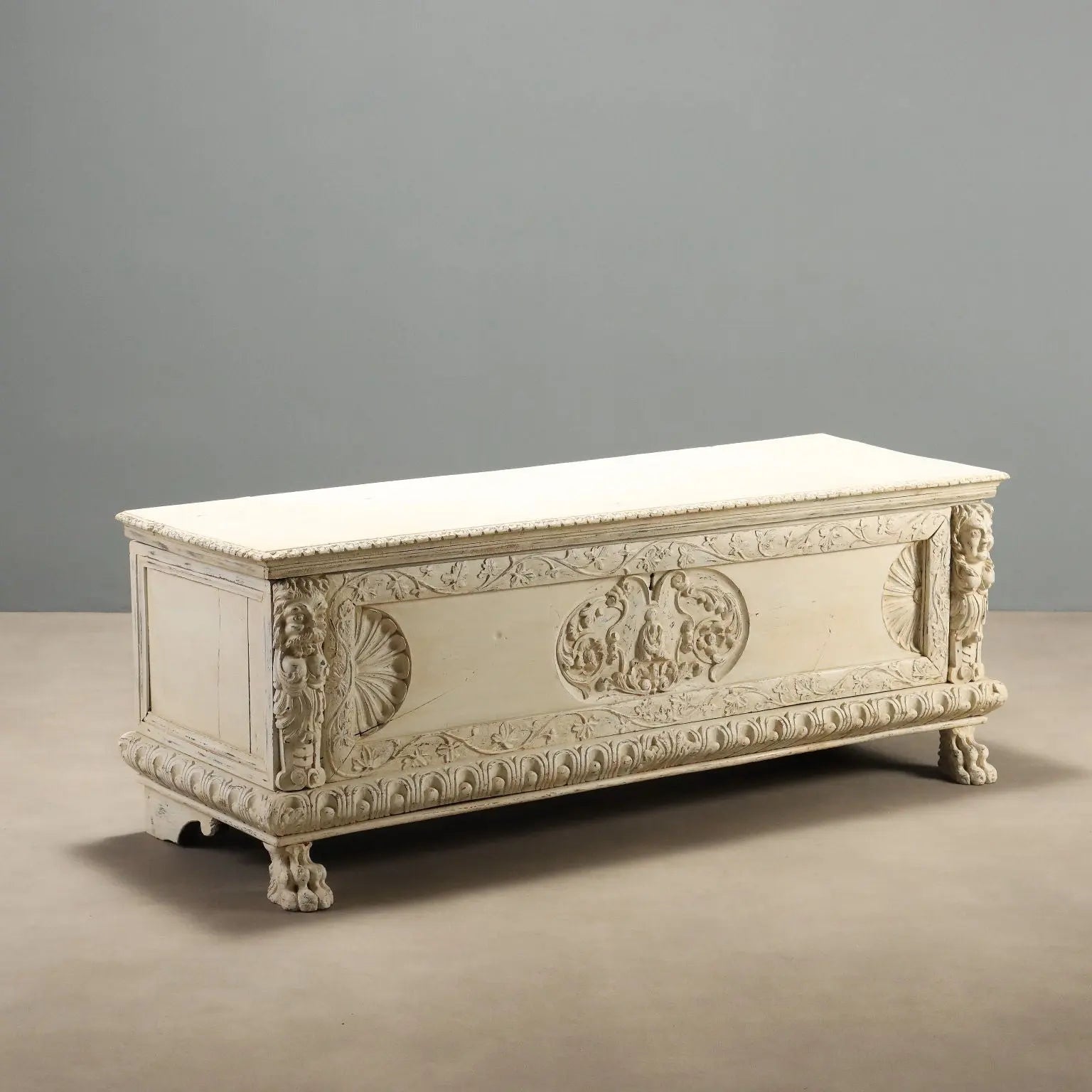Antique Neo-Renaissance Chest Lacquered Poplar Italy XIX Century