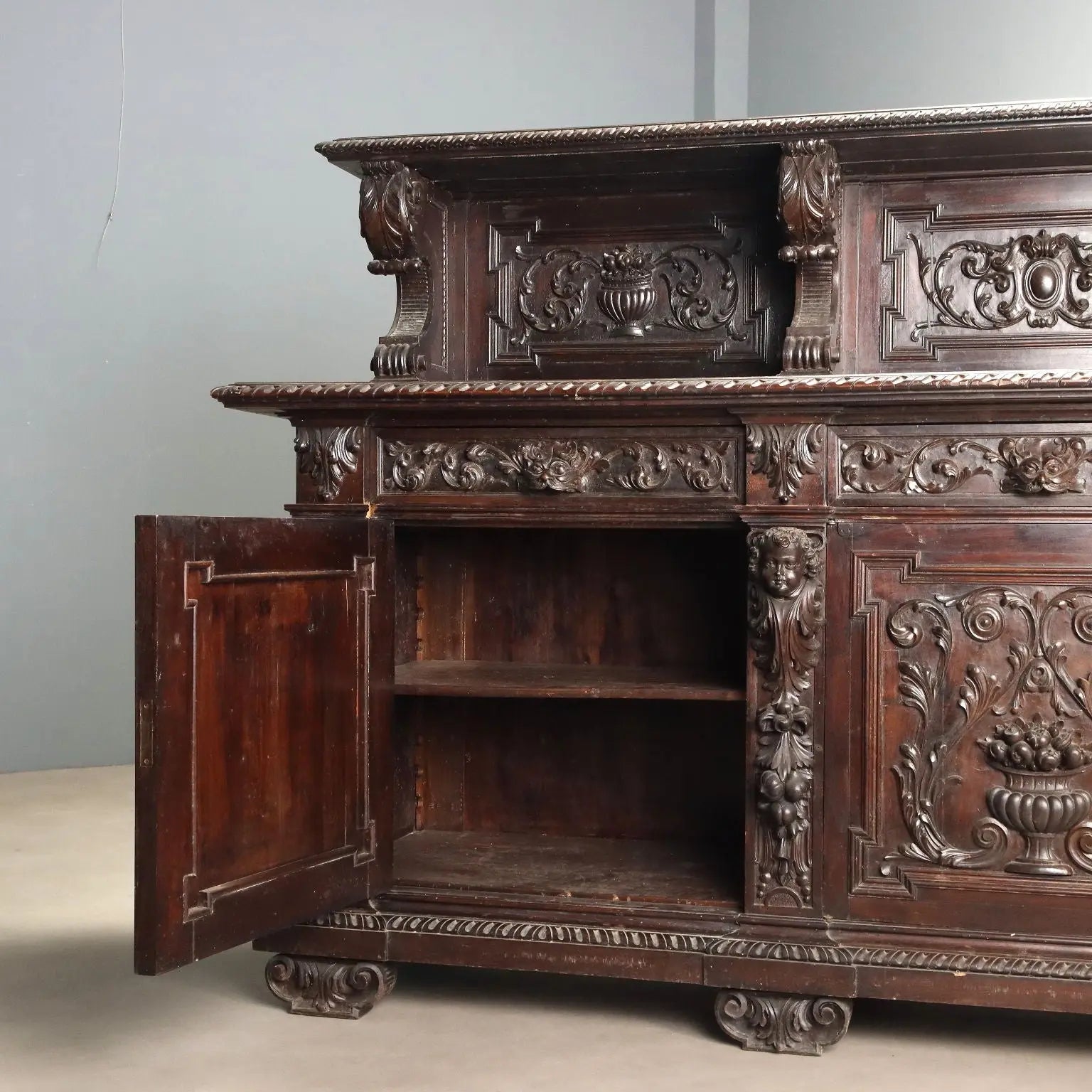 Antique Cupboard Neo-Renaissance Walnut Italy XIX Century