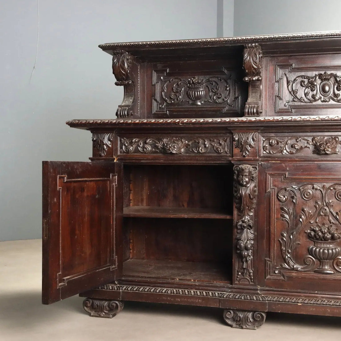 Antique Cupboard Neo-Renaissance Walnut Italy XIX Century