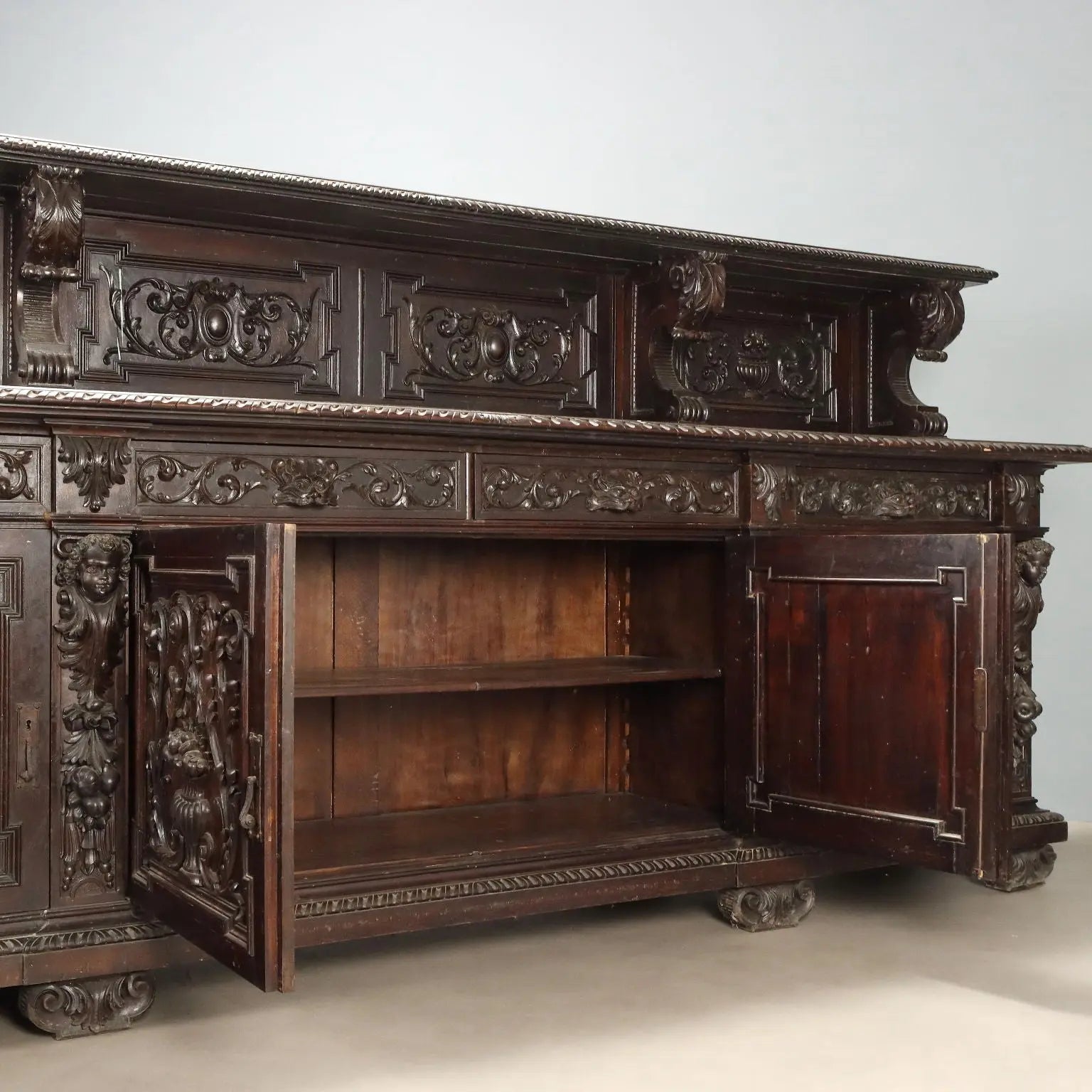 Antique Cupboard Neo-Renaissance Walnut Italy XIX Century