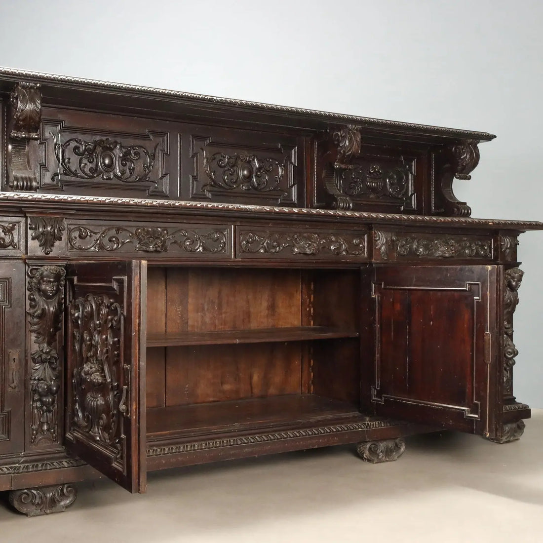 Antique Cupboard Neo-Renaissance Walnut Italy XIX Century