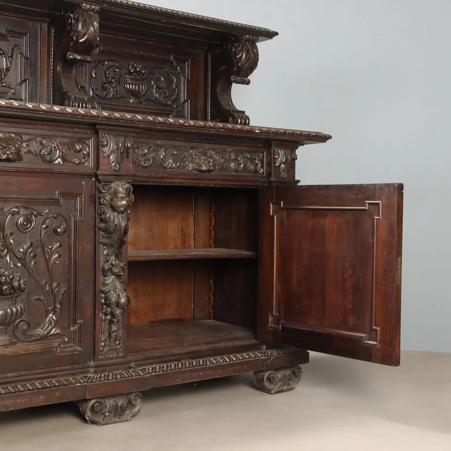 Antique Cupboard Neo-Renaissance Walnut Italy XIX Century