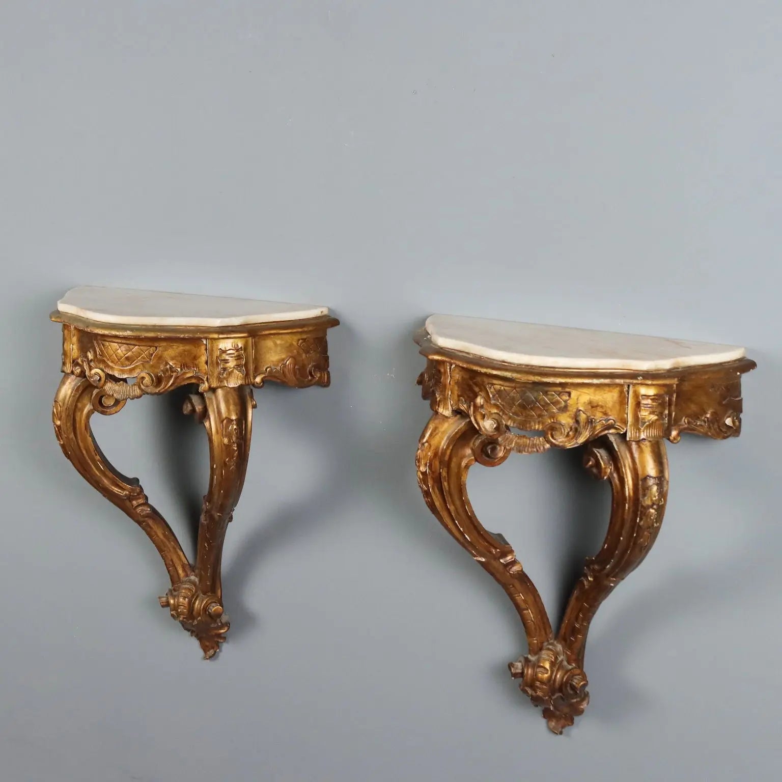 Pair of Giltwood Consoles - Italy 19th Century