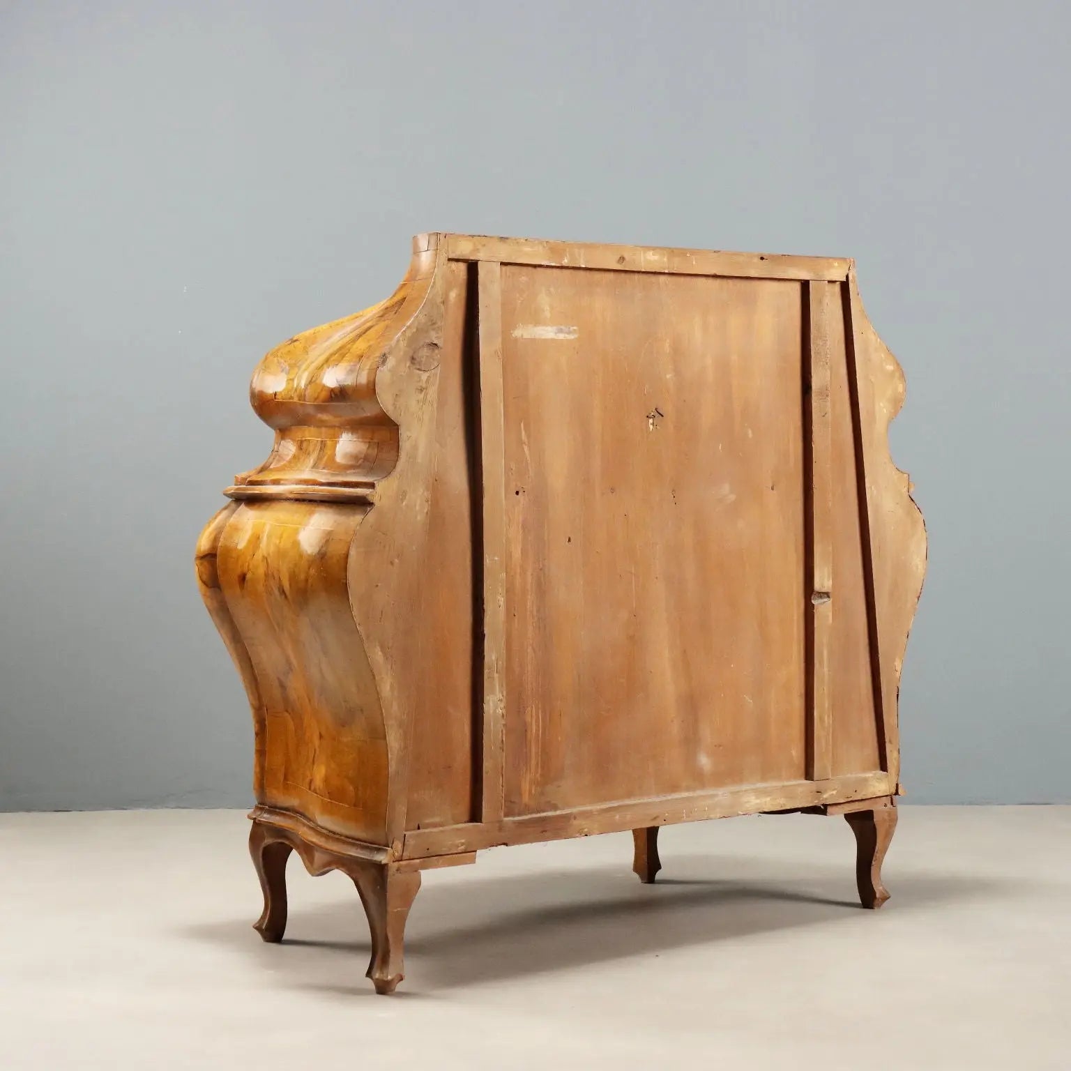 Antique Flap Cabinet Baroque Style Walnut Maple XX Century