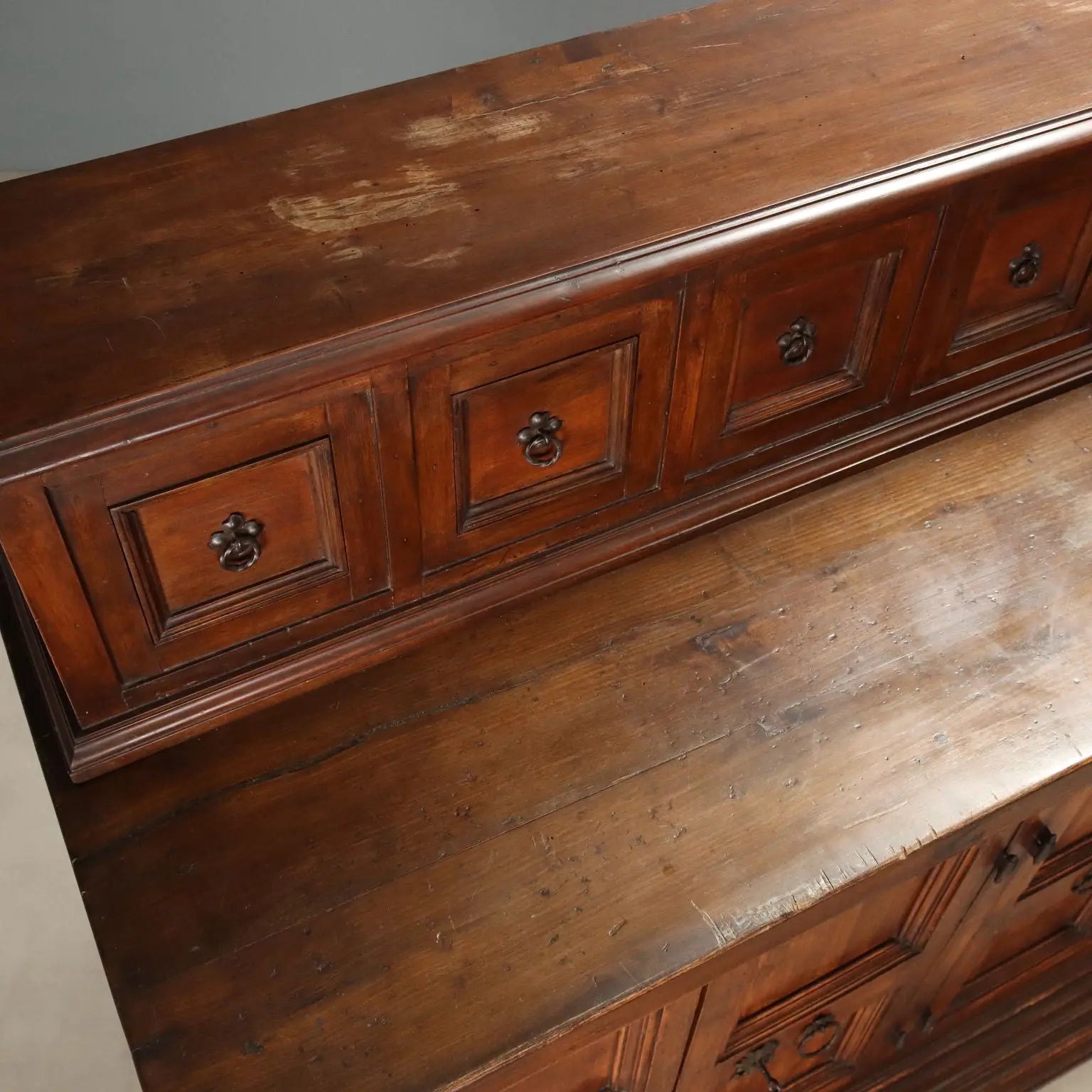 Antique Cupboard Baroque Style Walnut Poplar Italy XX Century