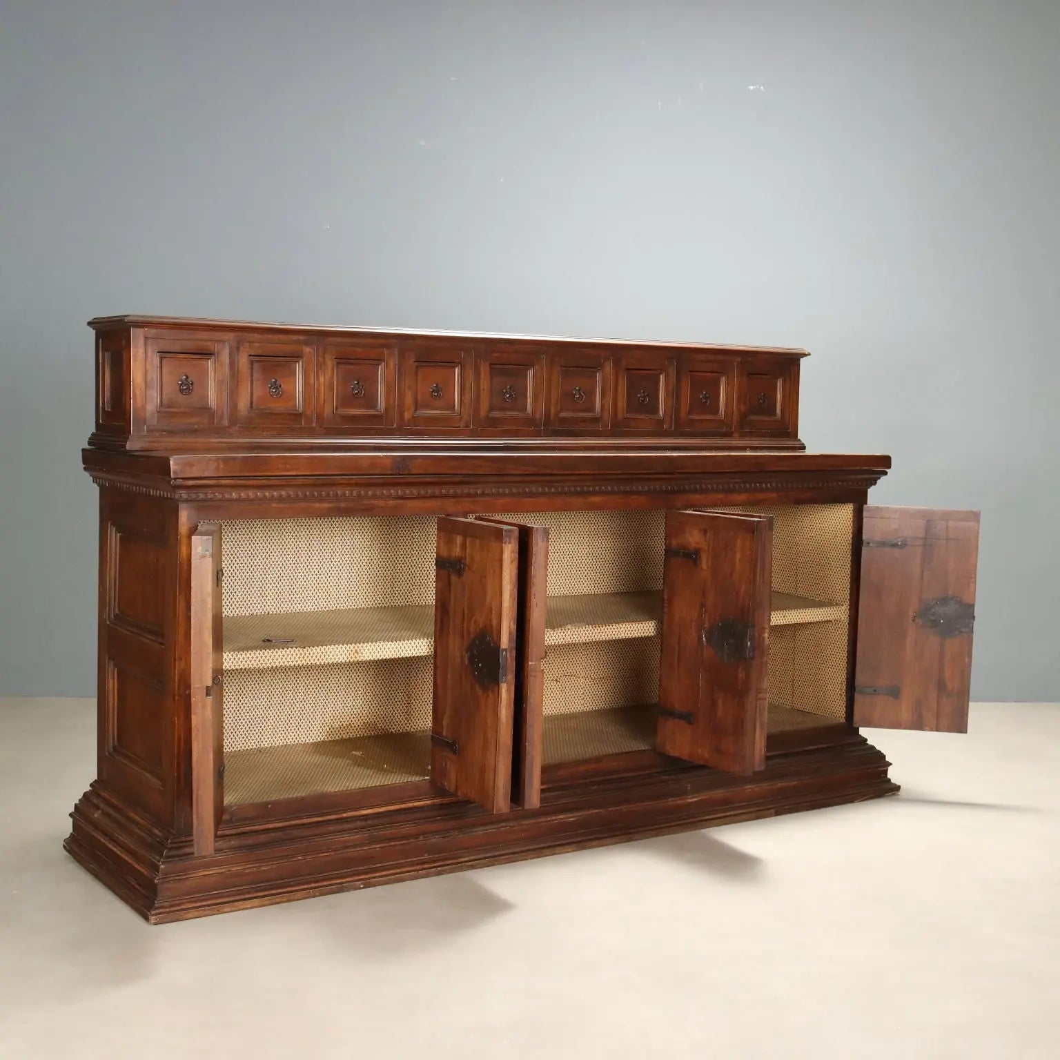 Antique Cupboard Baroque Style Walnut Poplar Italy XX Century