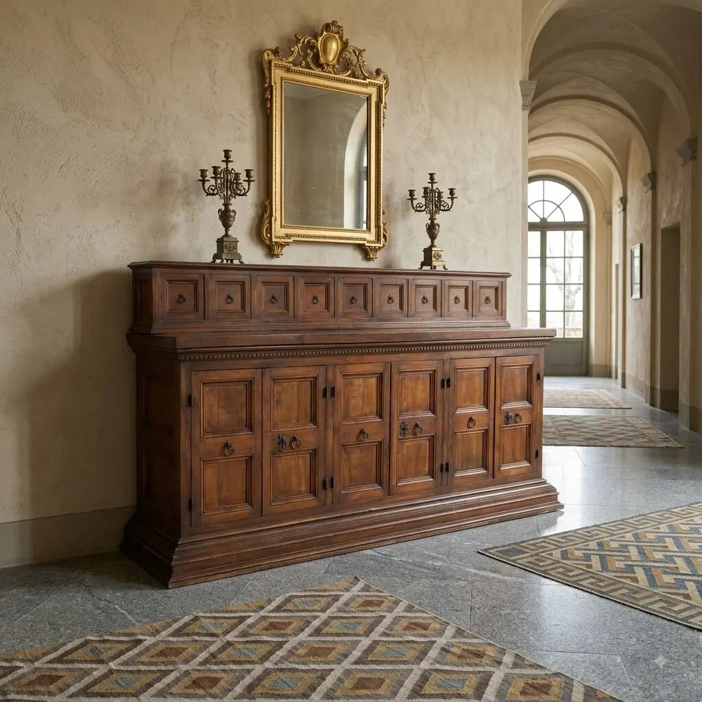 Antique Cupboard Baroque Style Walnut Poplar Italy XX Century