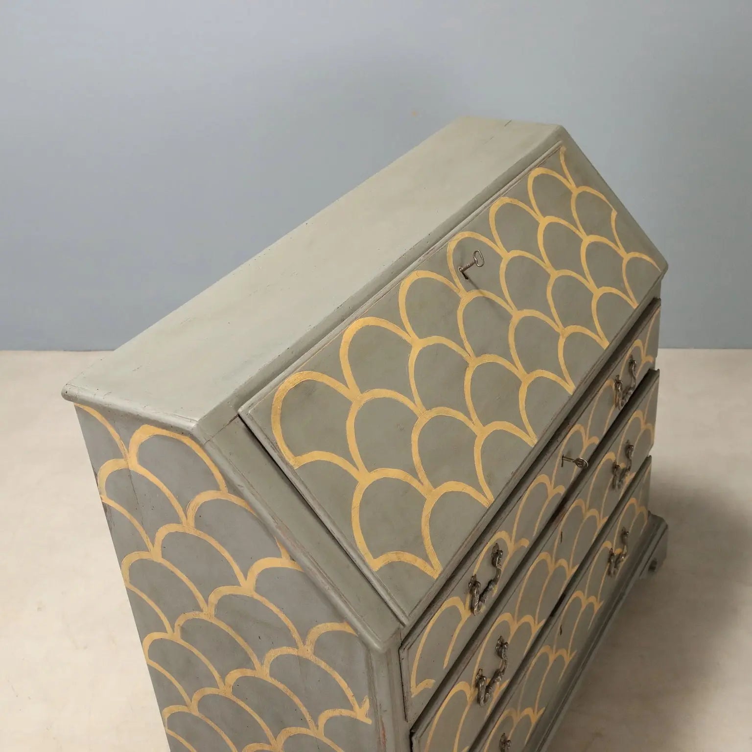 Antique Flap Door Cabinet Neoclassical Style Walnut XX Century