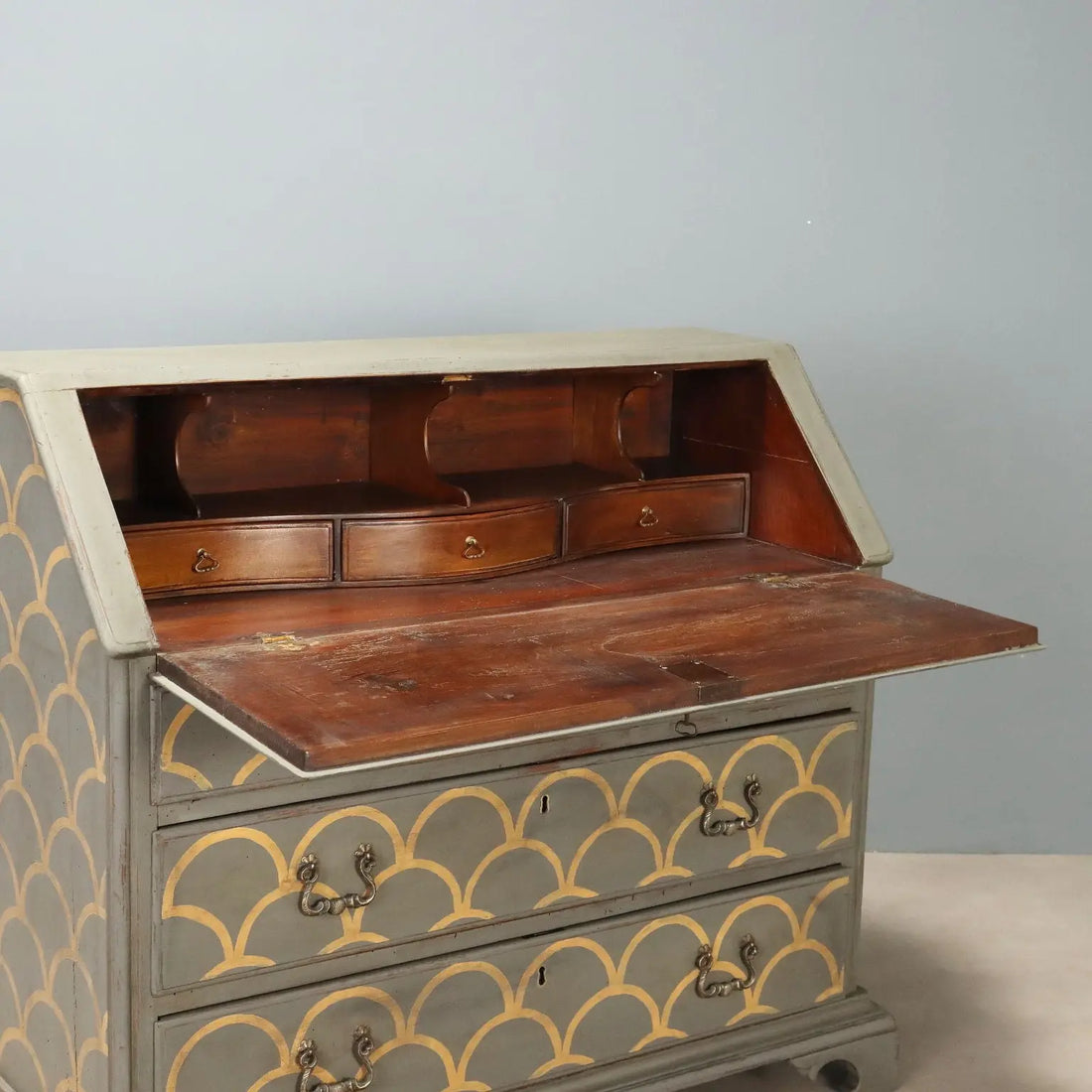 Antique Flap Door Cabinet Neoclassical Style Walnut XX Century