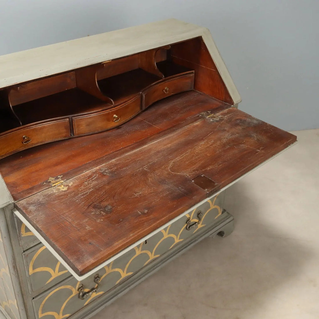 Antique Flap Door Cabinet Neoclassical Style Walnut XX Century