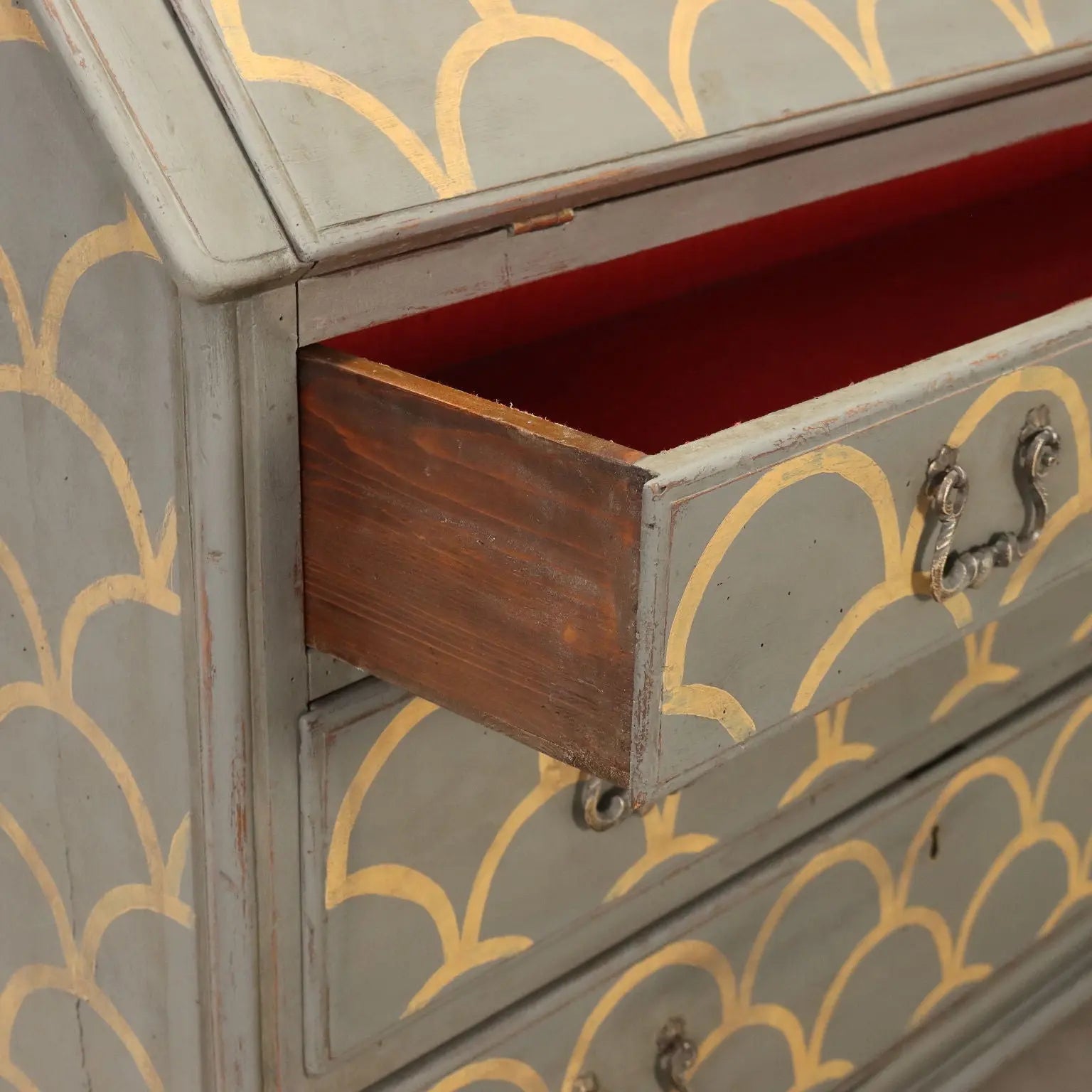 Antique Flap Door Cabinet Neoclassical Style Walnut XX Century