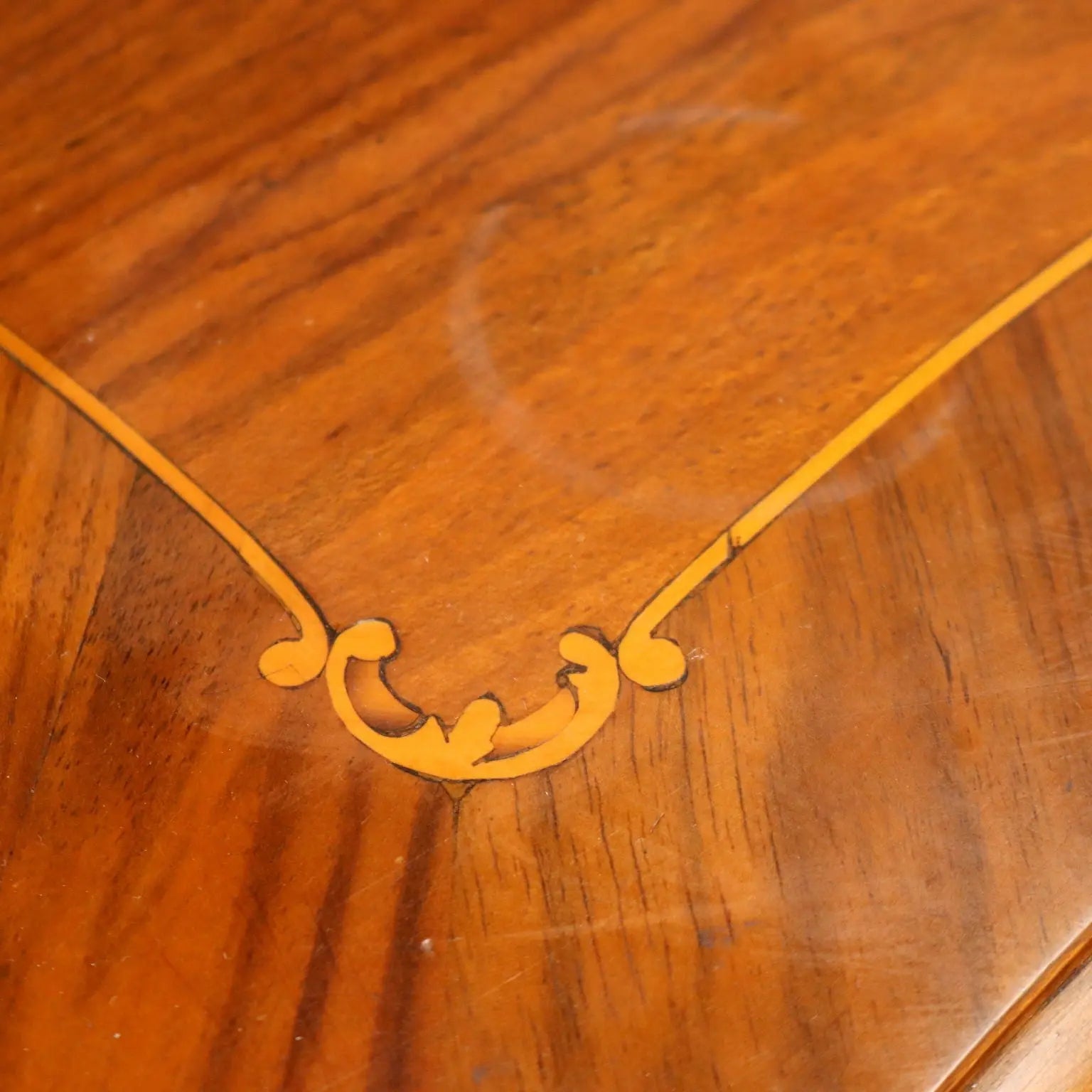 Small Antique Table Baroque Style Walnut Veneer Italy XX Century