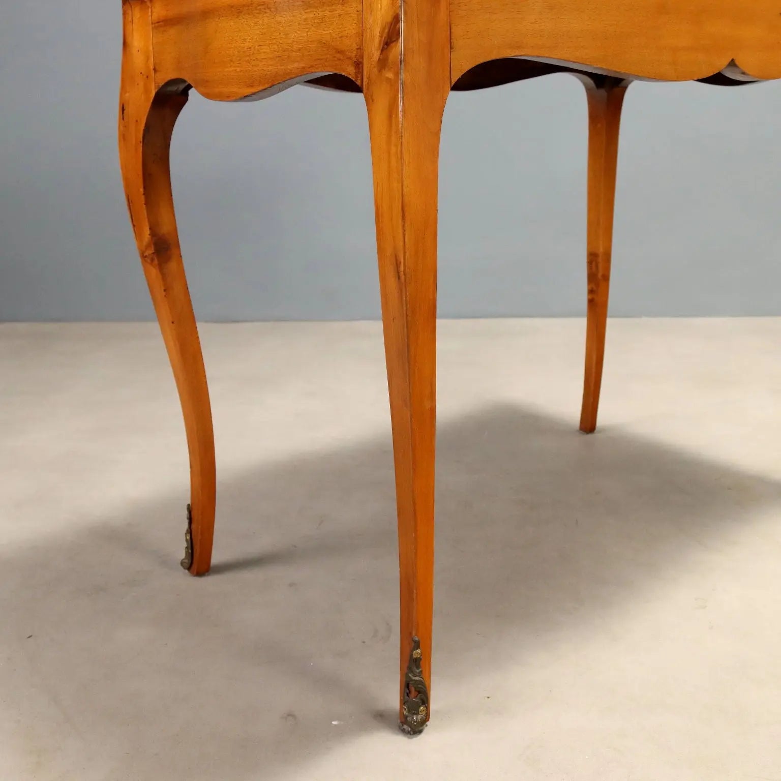 Small Antique Table Baroque Style Walnut Veneer Italy XX Century