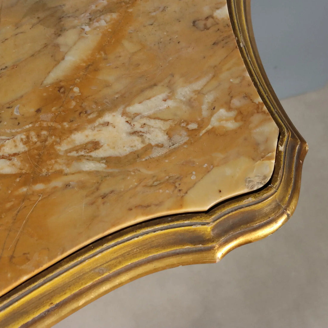 Antique Console Carved Gilded Wood Marble Italy XIX Century