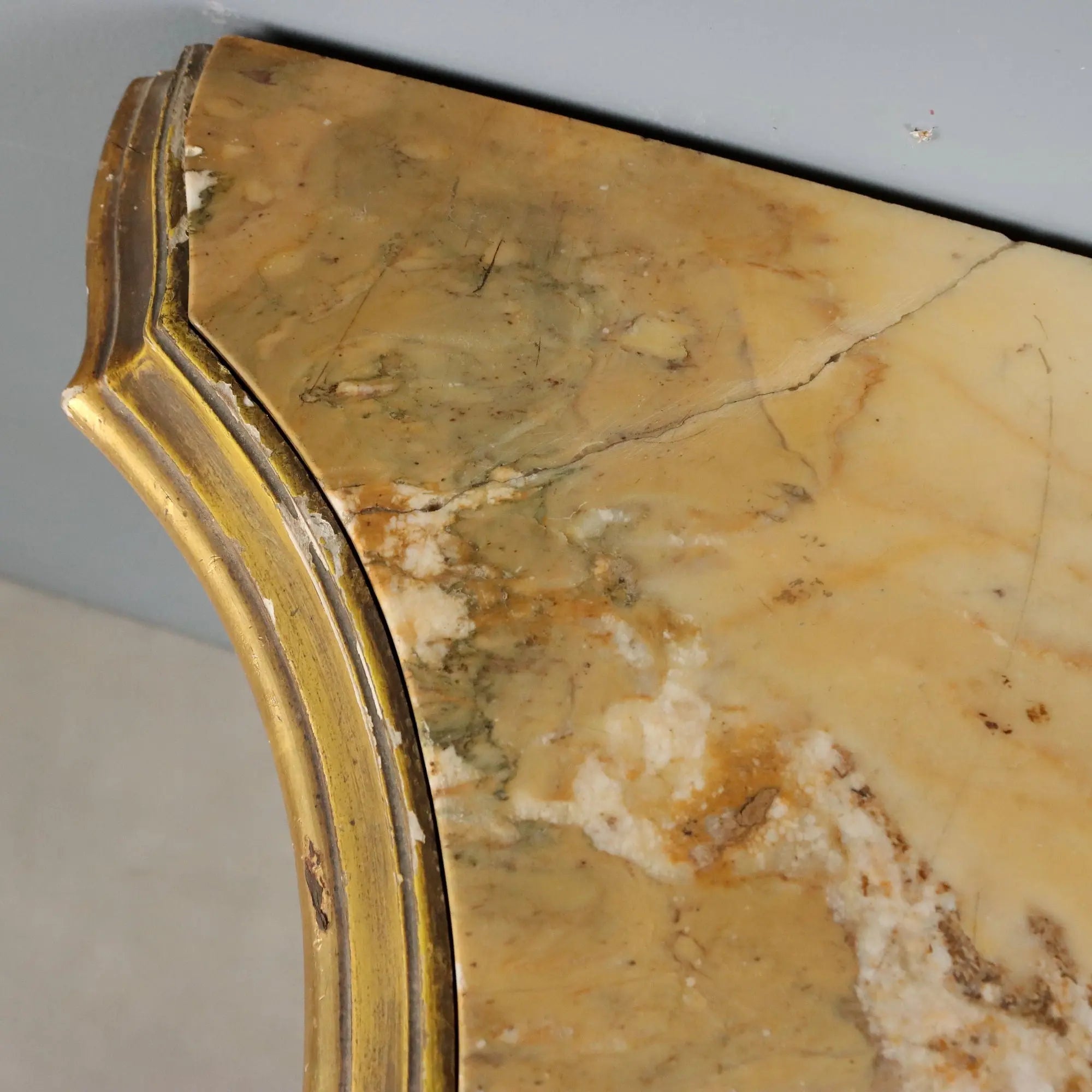 Antique Console Carved Gilded Wood Marble Italy XIX Century
