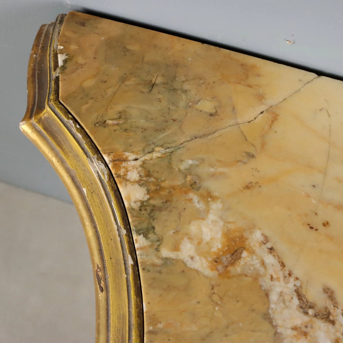 Antique Console Carved Gilded Wood Marble Italy XIX Century