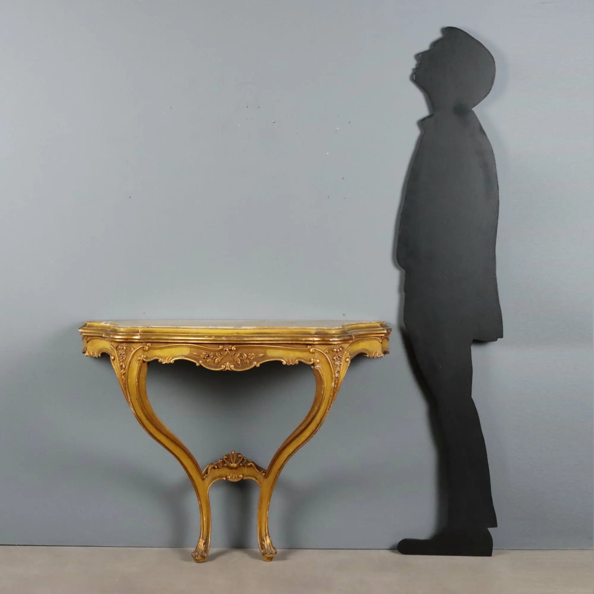 Antique Console Carved Gilded Wood Marble Italy XIX Century