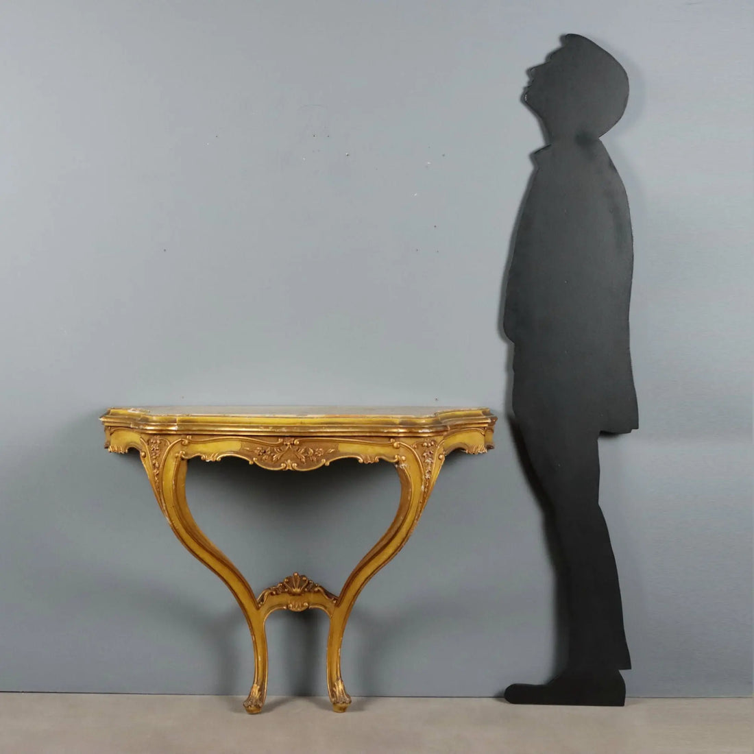 Antique Console Carved Gilded Wood Marble Italy XIX Century