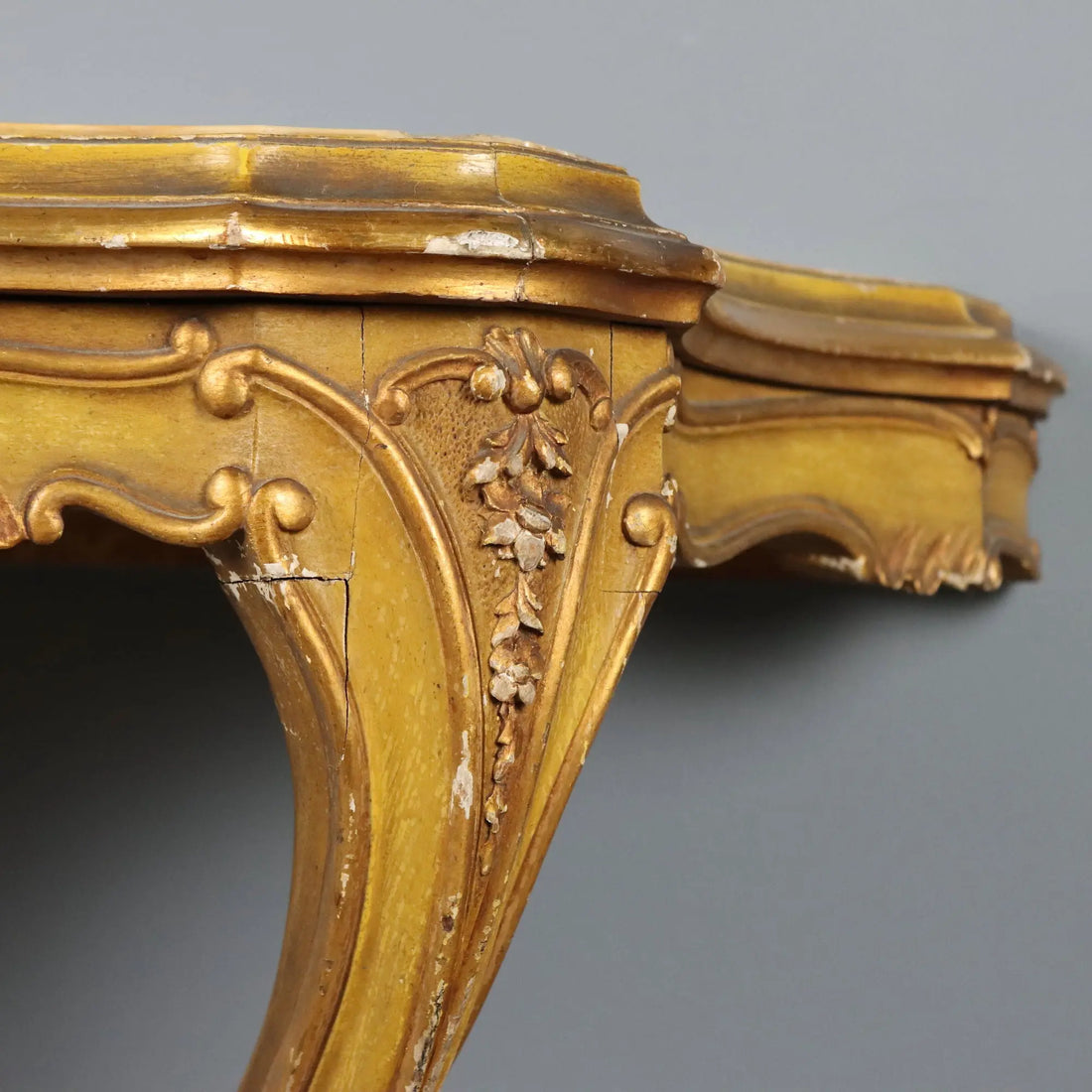 Antique Console Carved Gilded Wood Marble Italy XIX Century