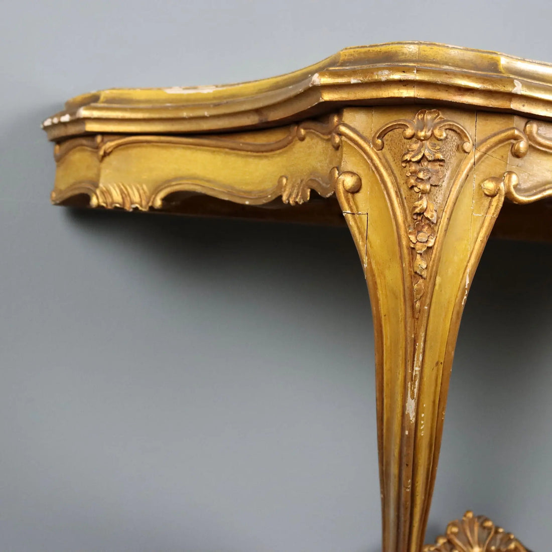 Antique Console Carved Gilded Wood Marble Italy XIX Century