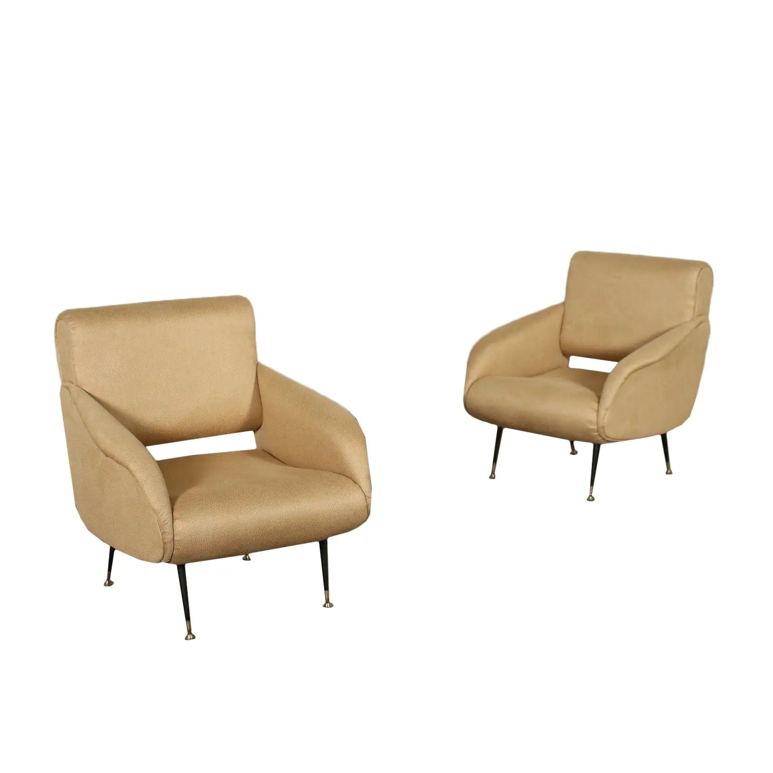 Pair Of Armchairs Foam Leatherette Italy 1950s 1960s | Antiques | Seating