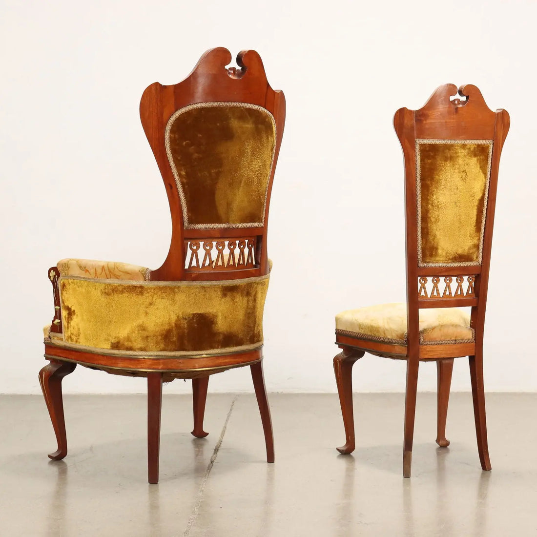 Group of Chairs and Armchairs Art Nouveau Italy XIX Century - Pair of Armchairs and Four Chairs | Antiques | Seating