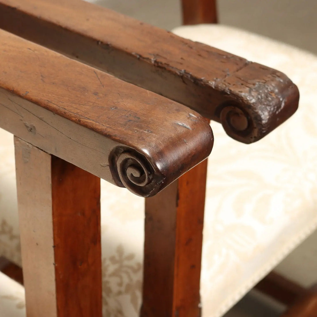 Set of 3 Armchairs and a Chair in Walnut, Italy 1800