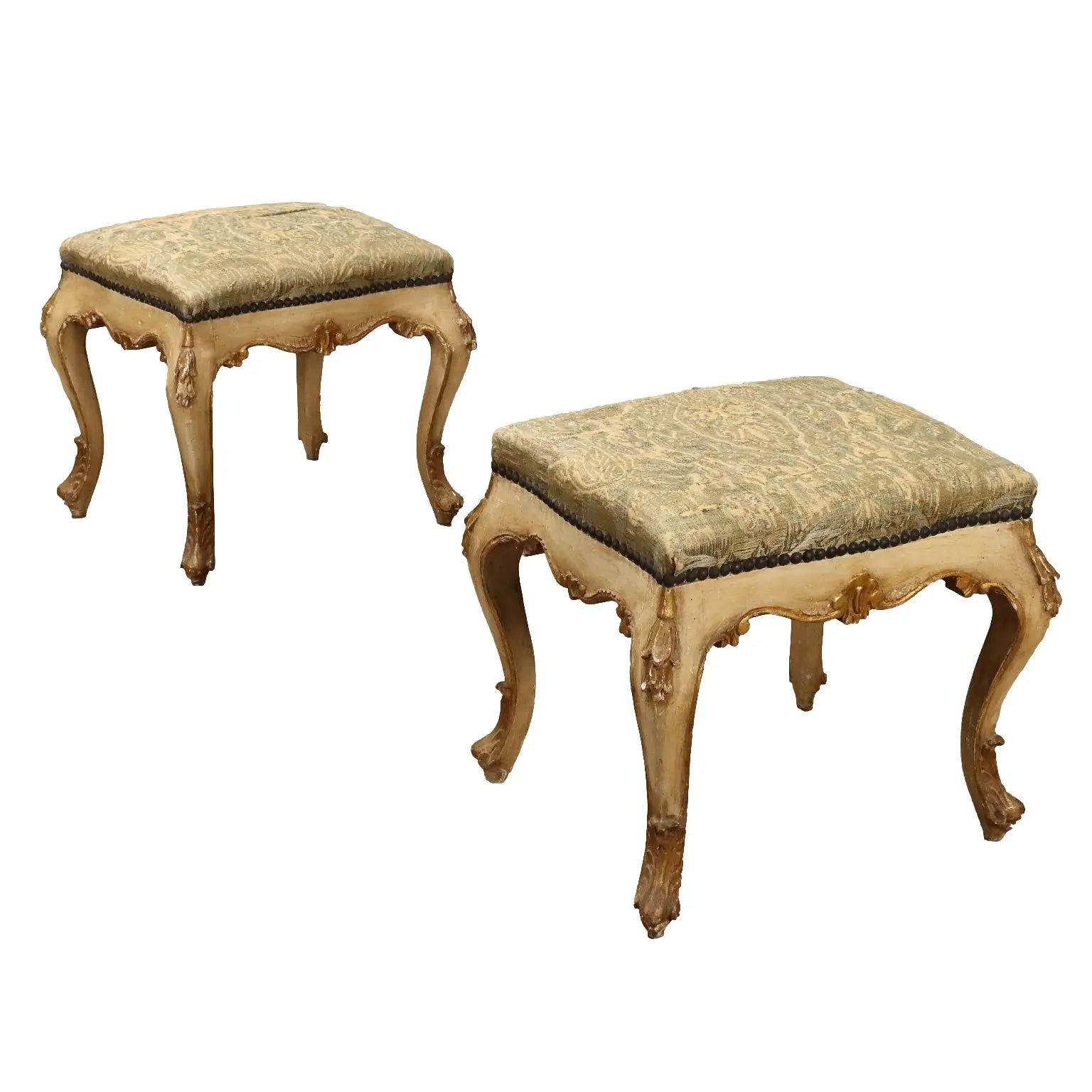 Pair of Barocchetto Poufs Italy Late 19th Century