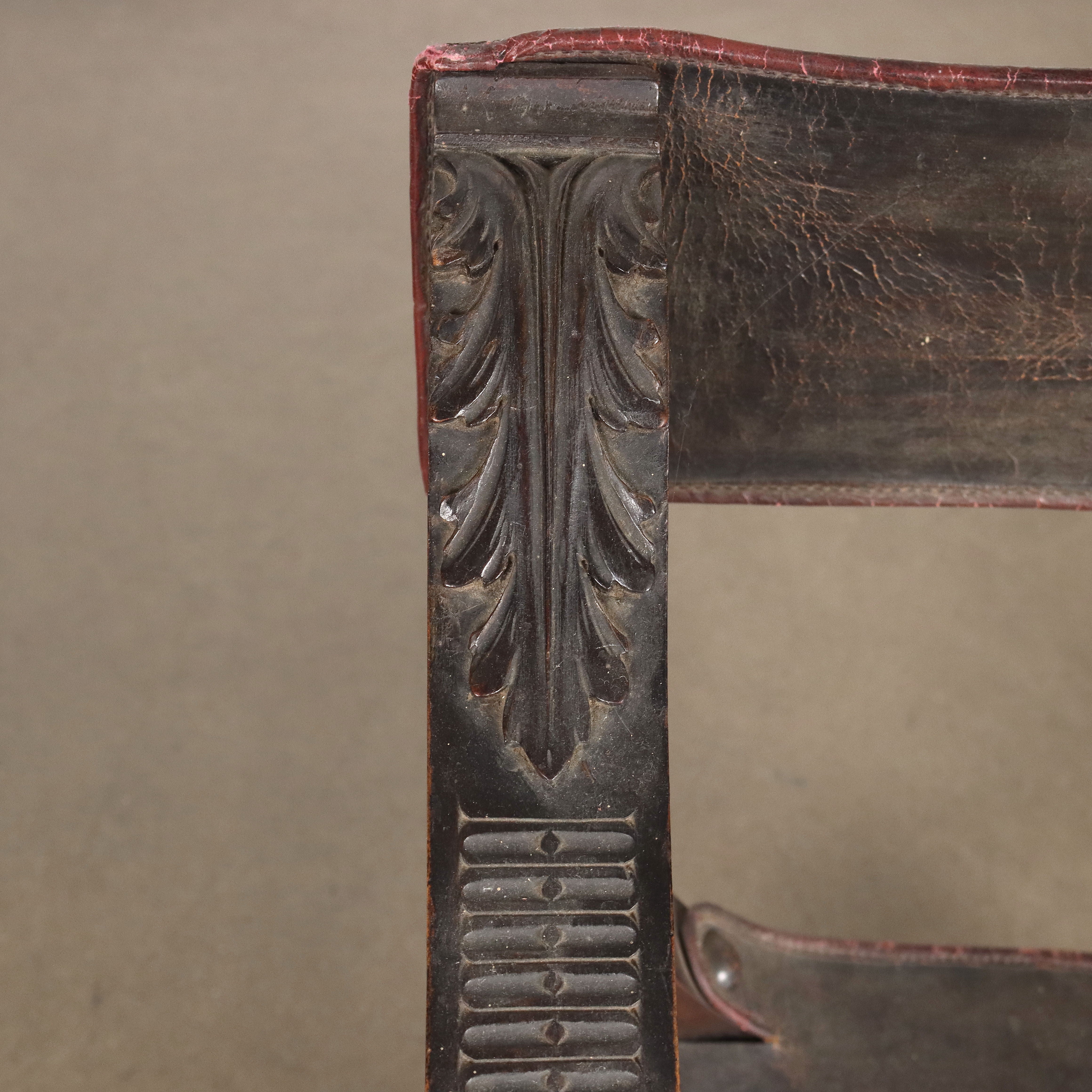 Antique Neo-Renaissance Chair Walnut Leather XIX Century - Italy, Late XIX - Early XX Century | Antiques  Seating