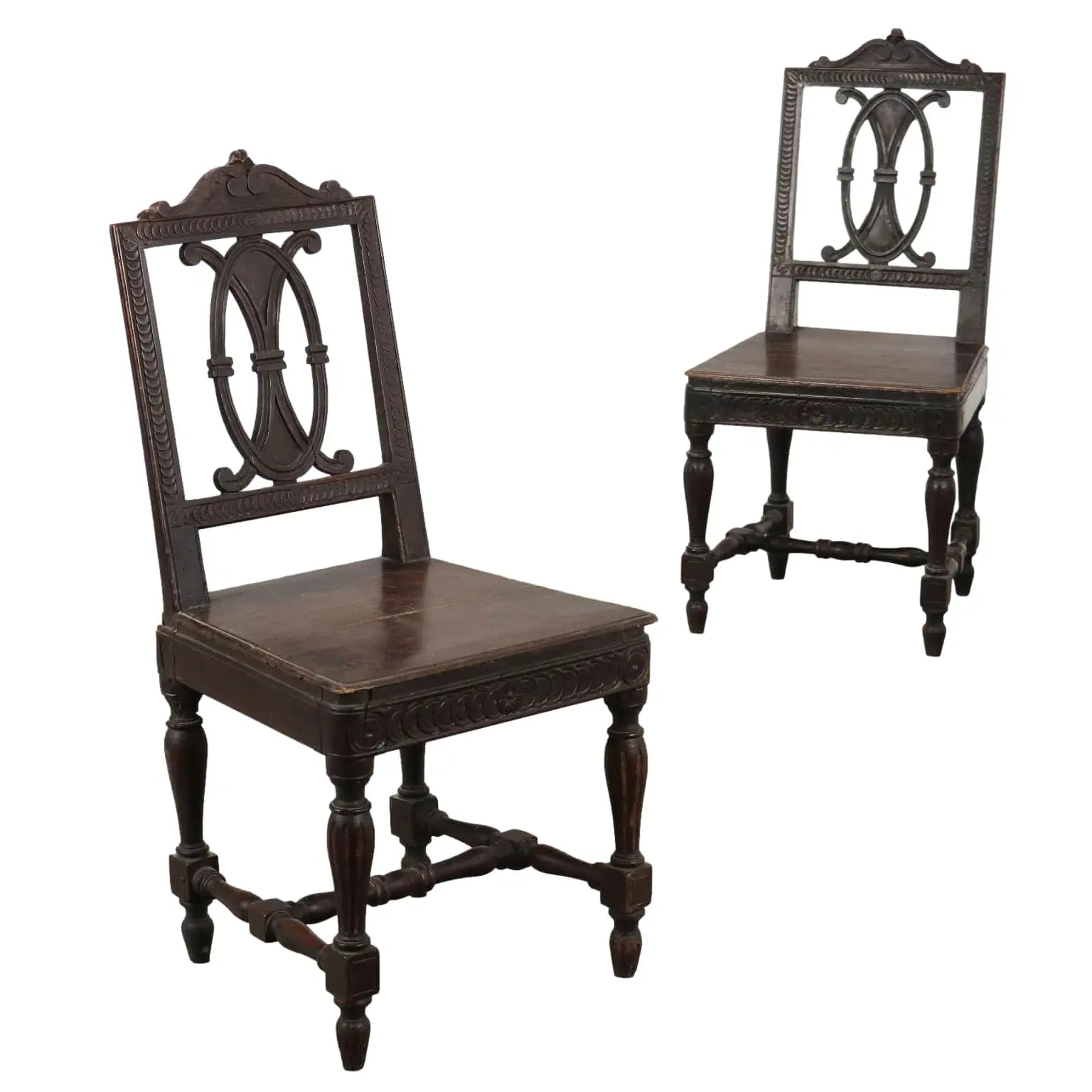 Antique Neoclassical Chairs Carved Walnut Italy XVIII Century - Neoclassical Chairs in Walnut | Antiques | Seating