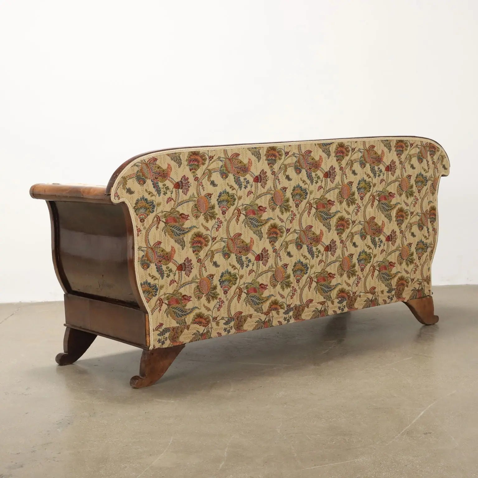 Antique Sofa Louis Philippe Walnut Fabric Italy XIX Century