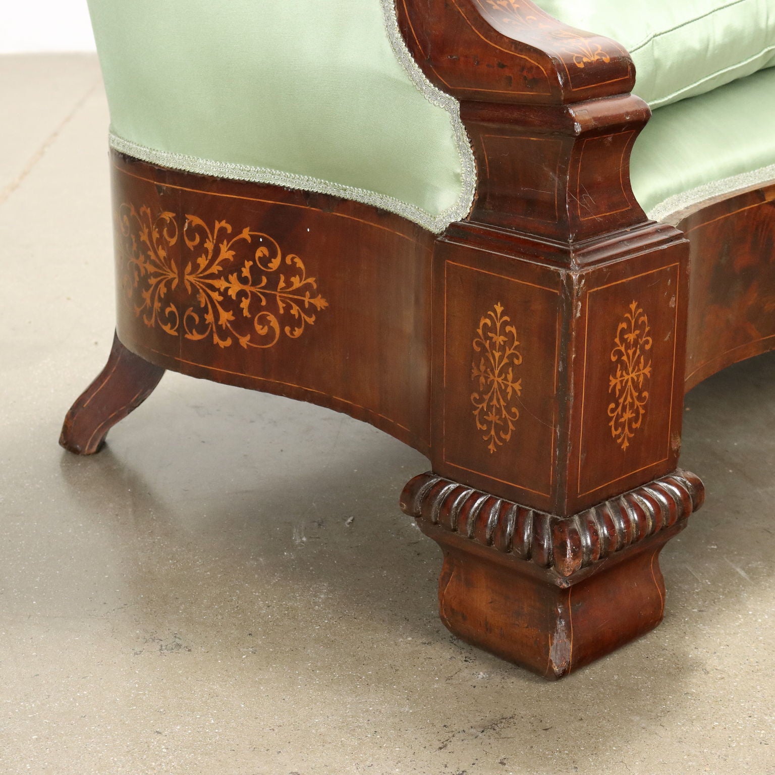 Great Sofa Louis Philippe Antique Mahogany Naples XIX Century