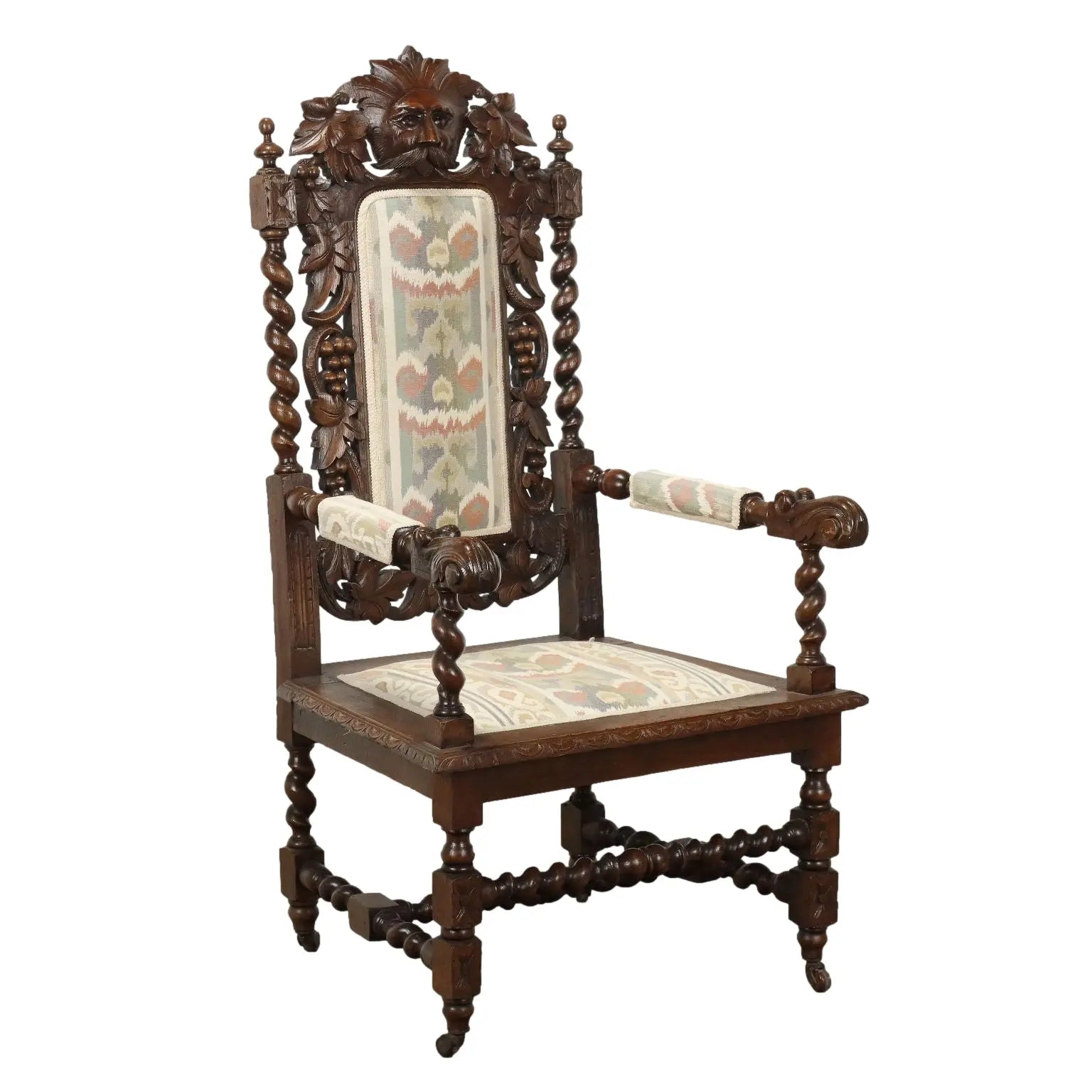 Neo-Renaissance Oak Armchair - England 19th Century