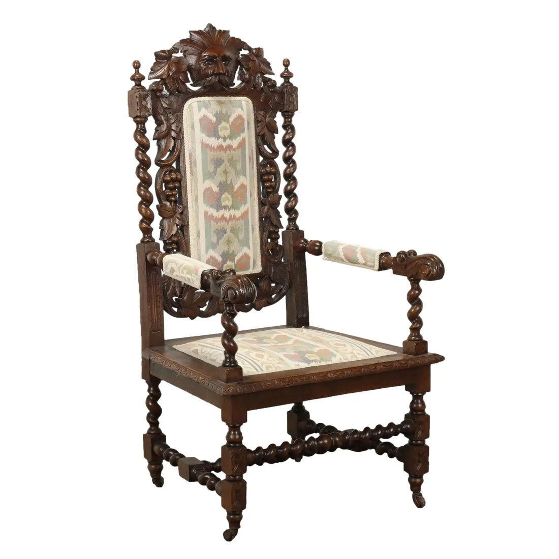 Neo-Renaissance Oak Armchair - England 19th Century
