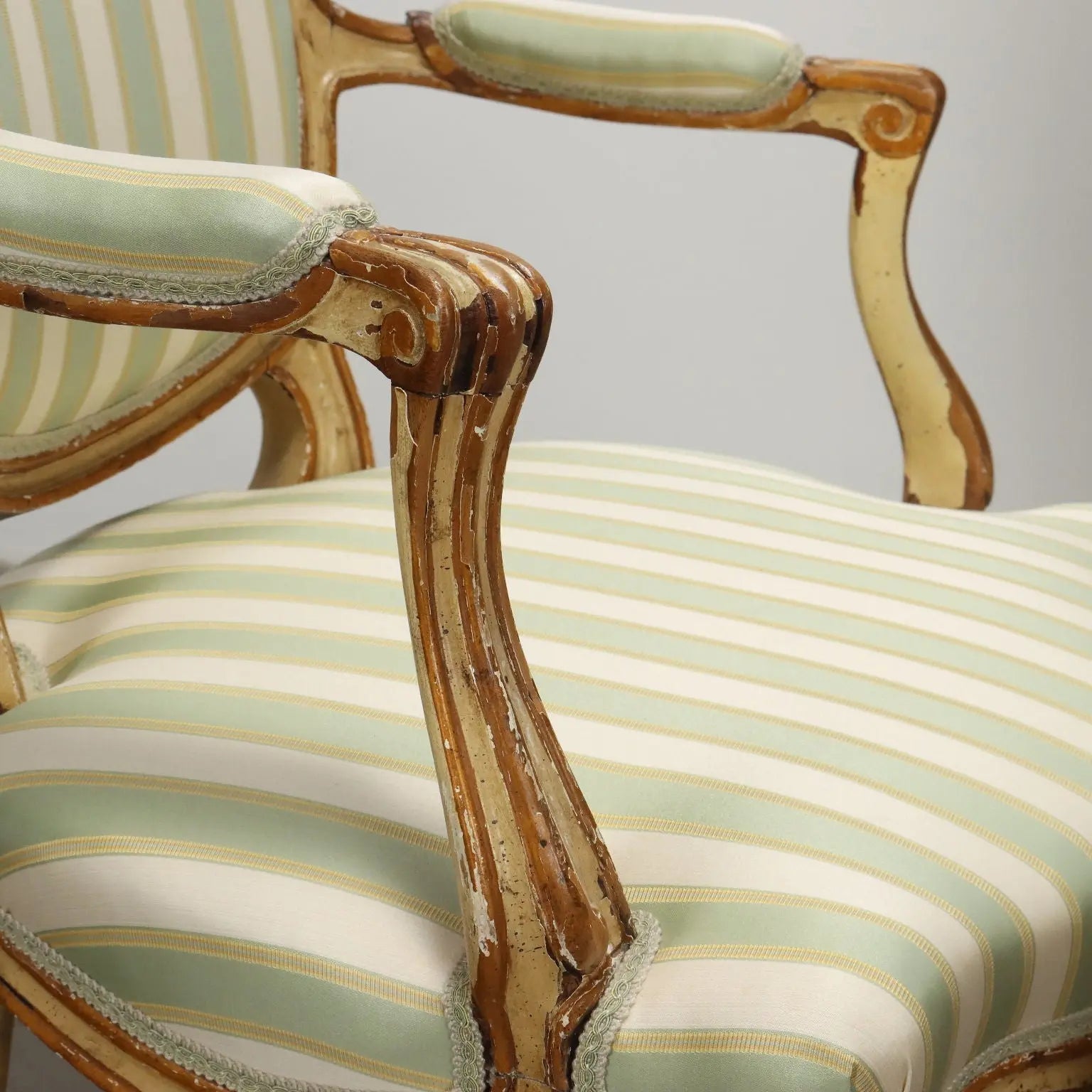 Pair of Armchairs and Footstools in Rococo Style