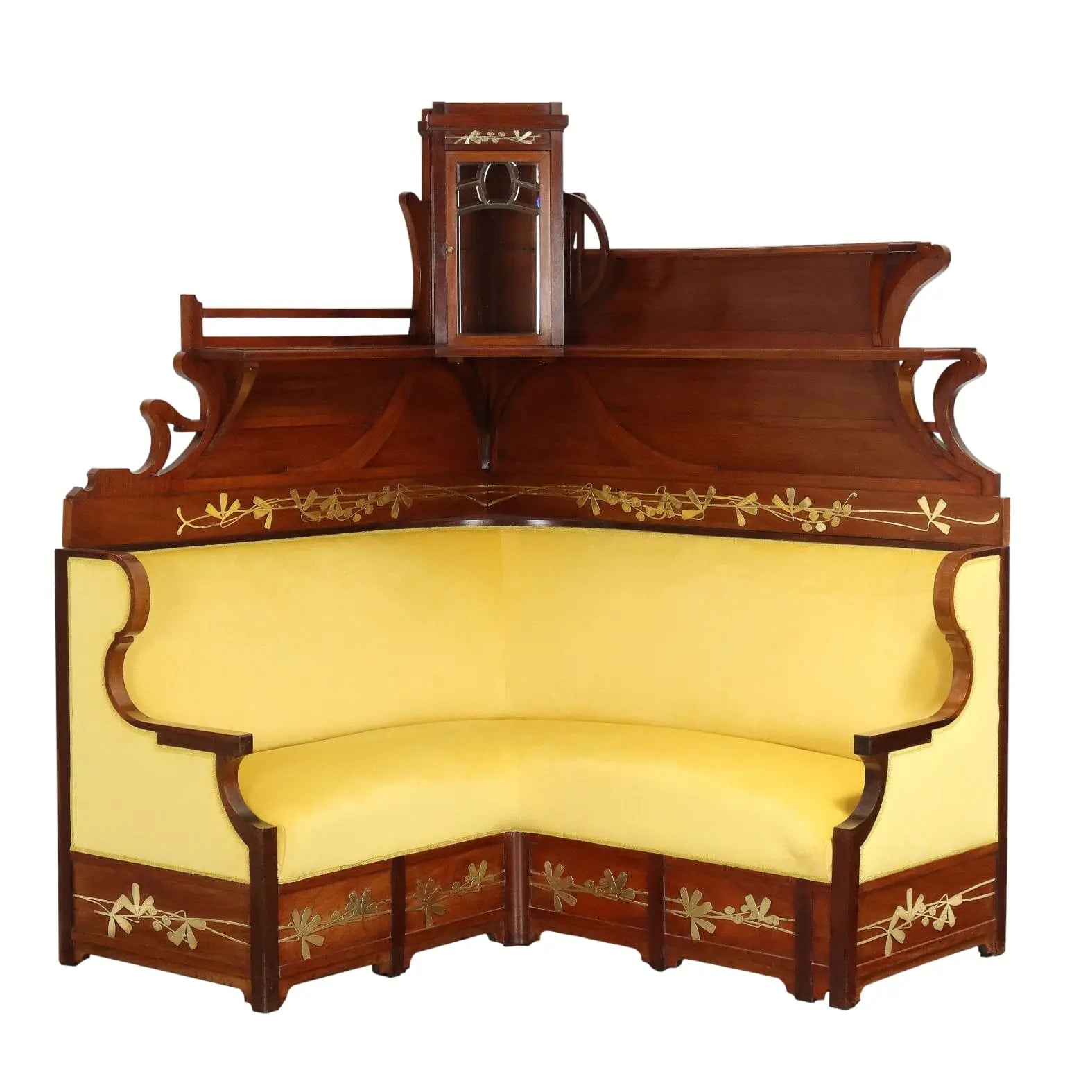 Antique Corner Sofa Art Nouveau Mahogany Oak XIX Century - Italy, Late XIX - Early XX Century | Antiques | Seating