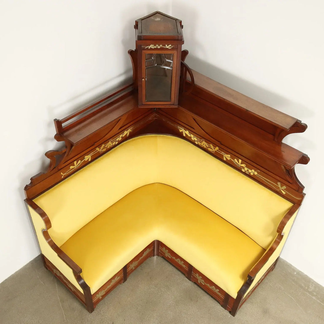 Antique Corner Sofa Art Nouveau Mahogany Oak XIX Century - Italy, Late XIX - Early XX Century | Antiques | Seating