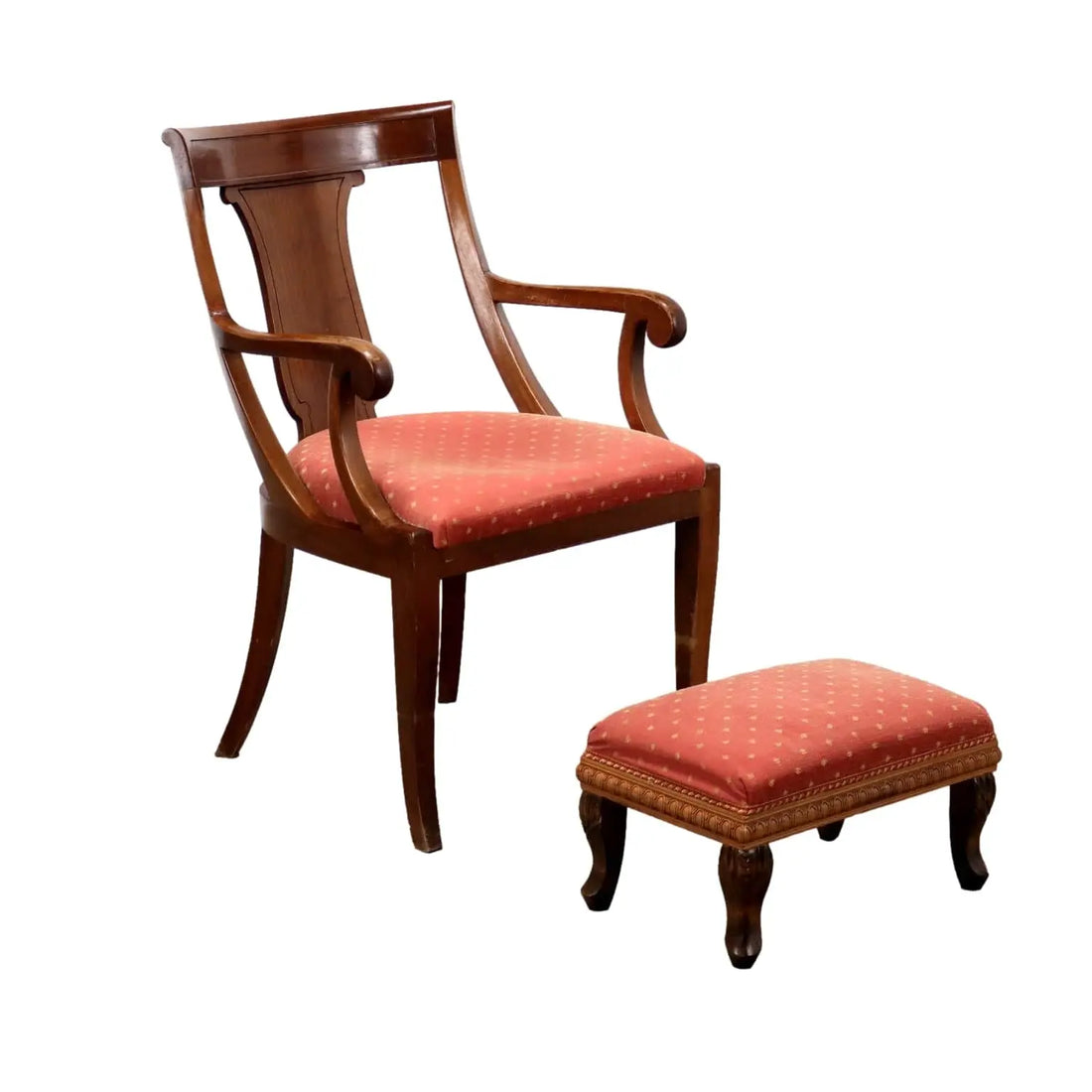 Antique Armchair Walnut Fabric with Footrest XIX Century - Italy, XX Century | Antiques | Seating