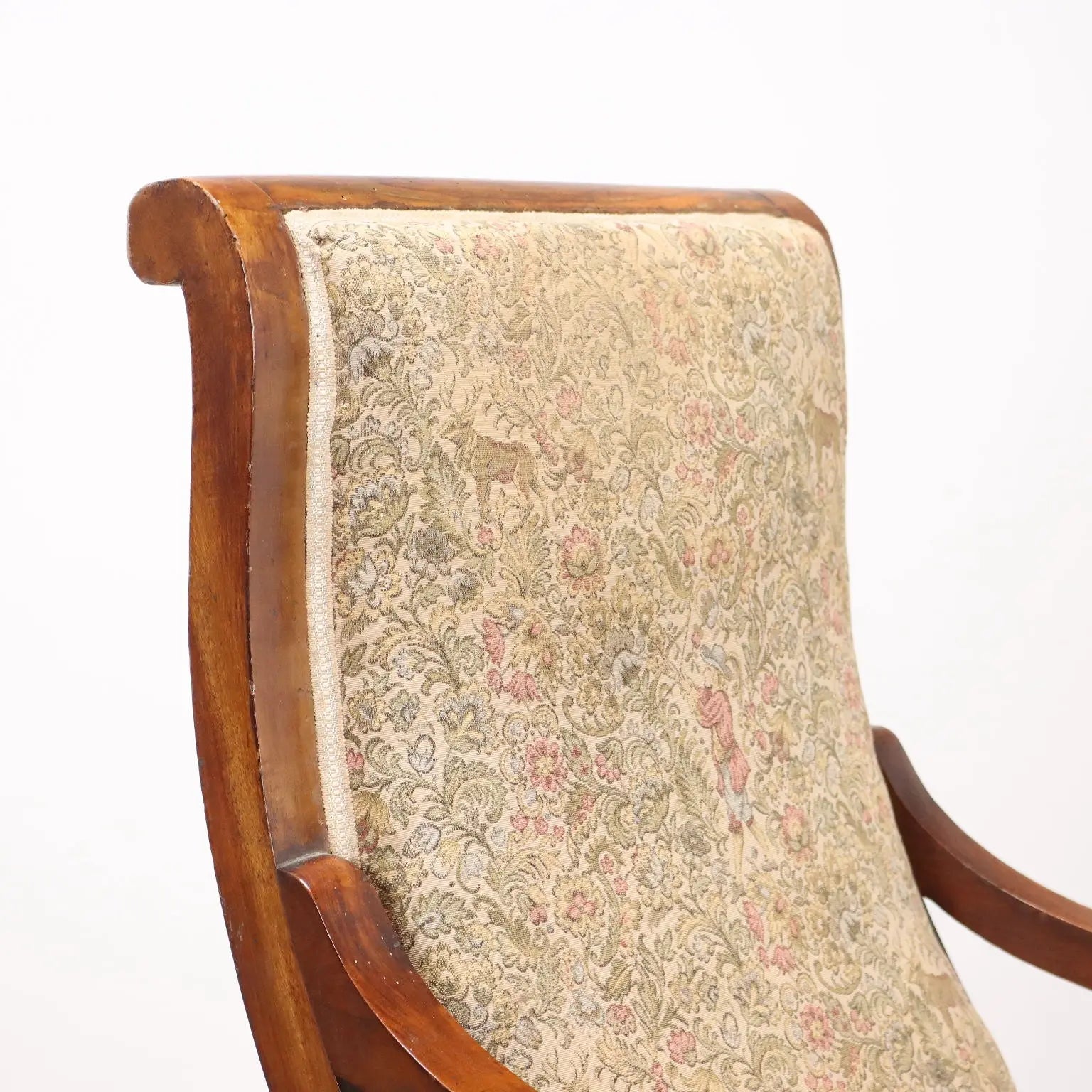 Antique Armchair Louis Philippe Walnut Fabric Italy XIX Century - Italy, Late XIX Century | Antiques | Seating
