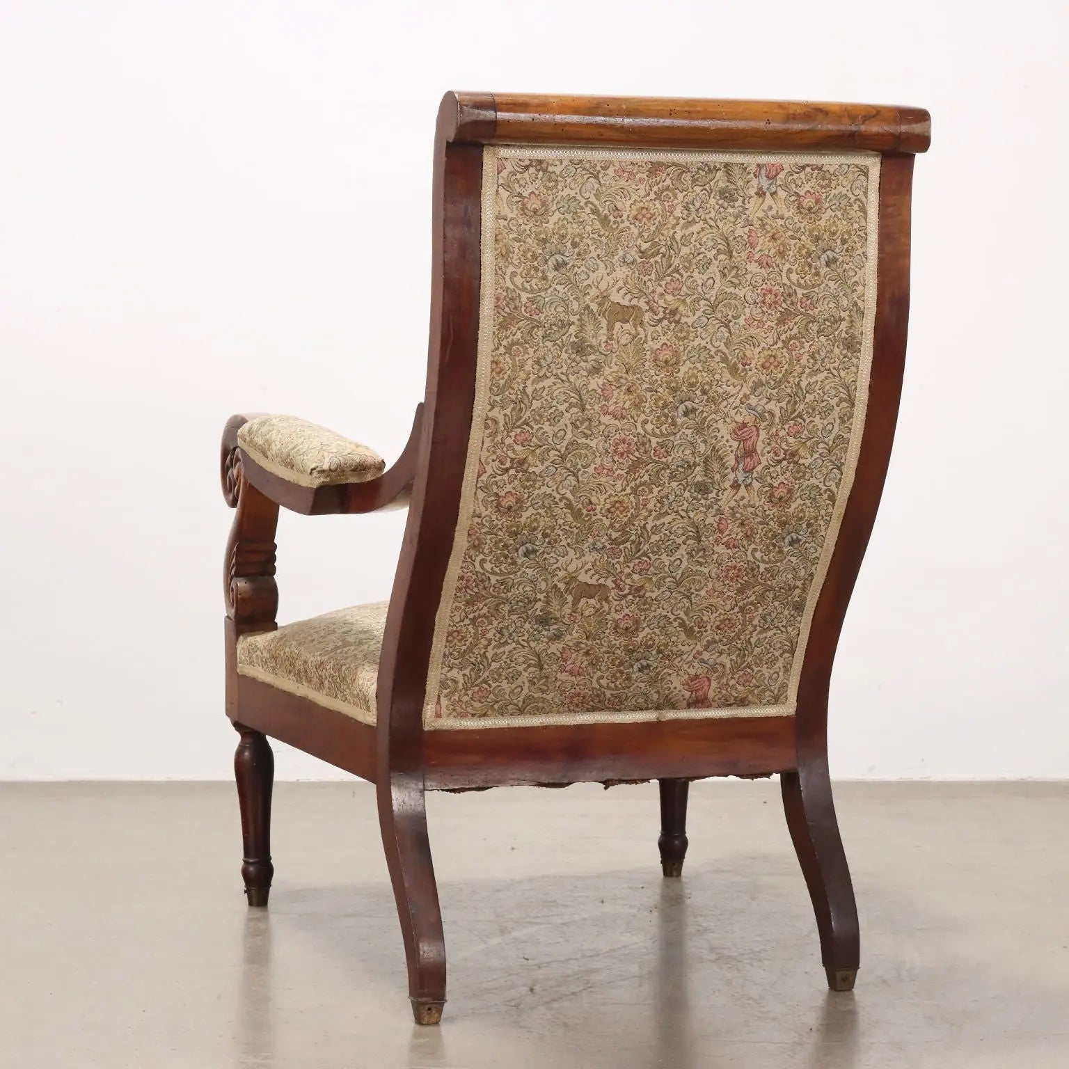 Antique Armchair Louis Philippe Walnut Fabric Italy XIX Century - Italy, Late XIX Century | Antiques | Seating