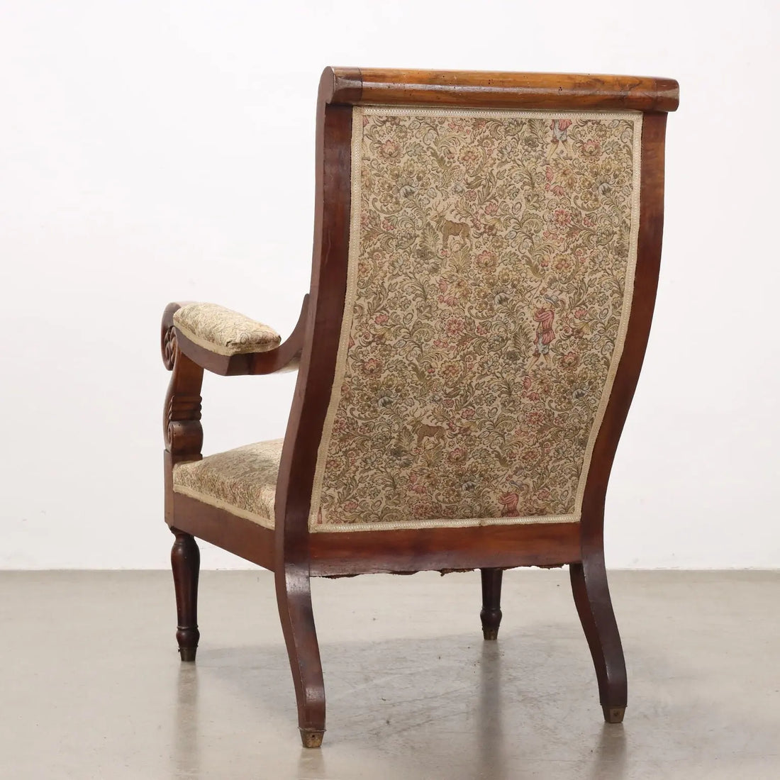 Antique Armchair Louis Philippe Walnut Fabric Italy XIX Century - Italy, Late XIX Century | Antiques | Seating