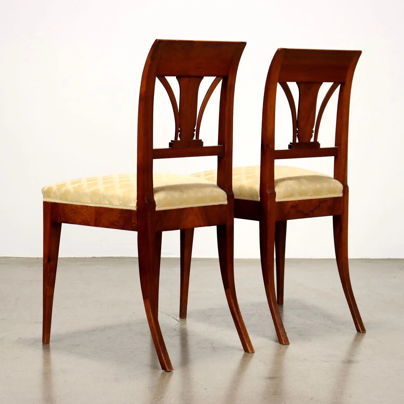 Pair of Empire Walnut Chairs - Austria 19th Century