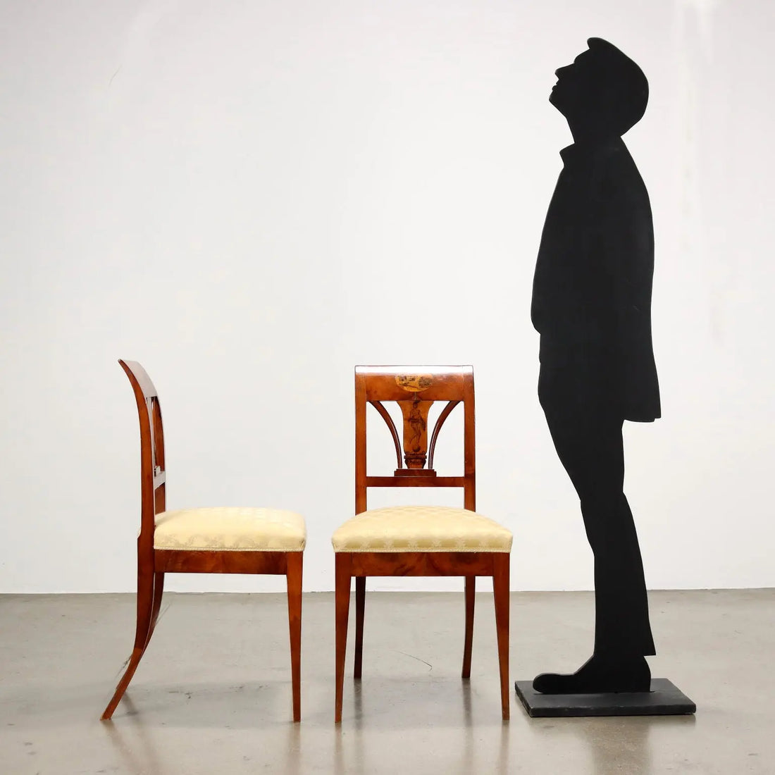 Pair of Empire Walnut Chairs - Austria 19th Century