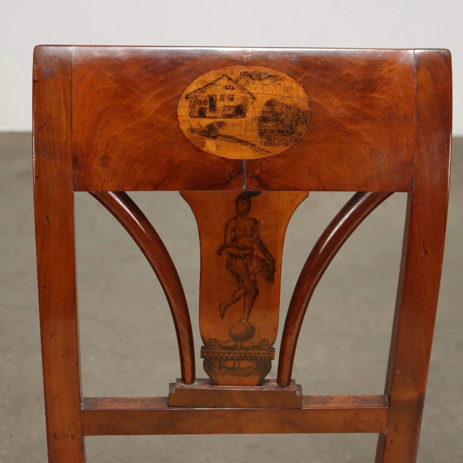 Pair of Empire Walnut Chairs - Austria 19th Century