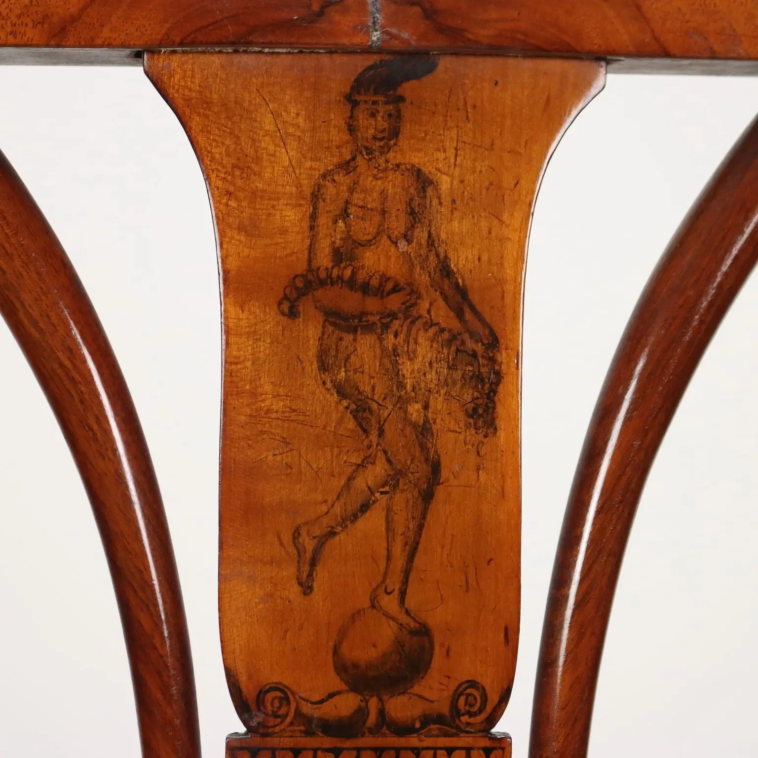 Pair of Empire Walnut Chairs - Austria 19th Century