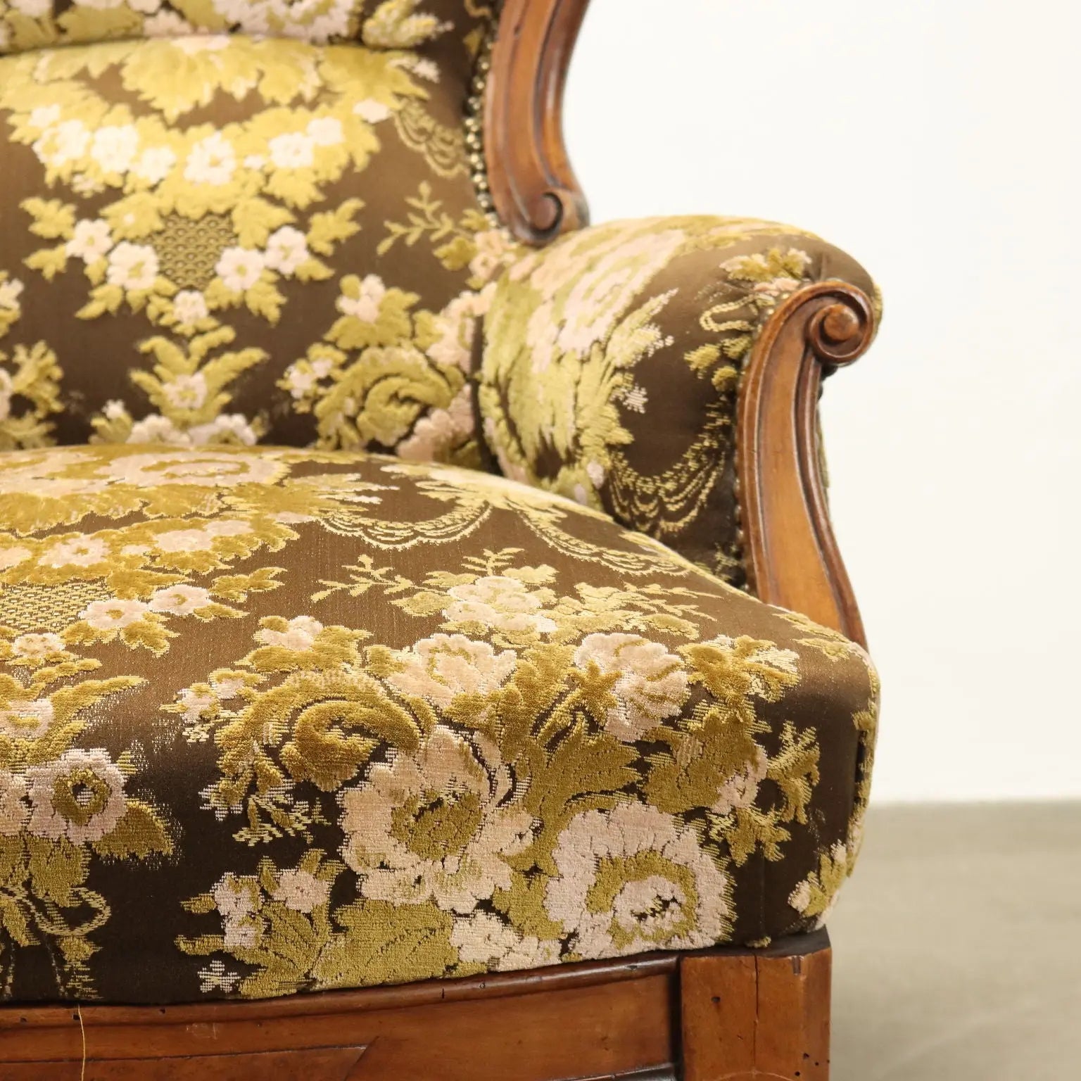 Antique Armchair Umbertino Walnut Fabric Italy XIX Century - Italy, Late XIX Century | Antiques | Seating